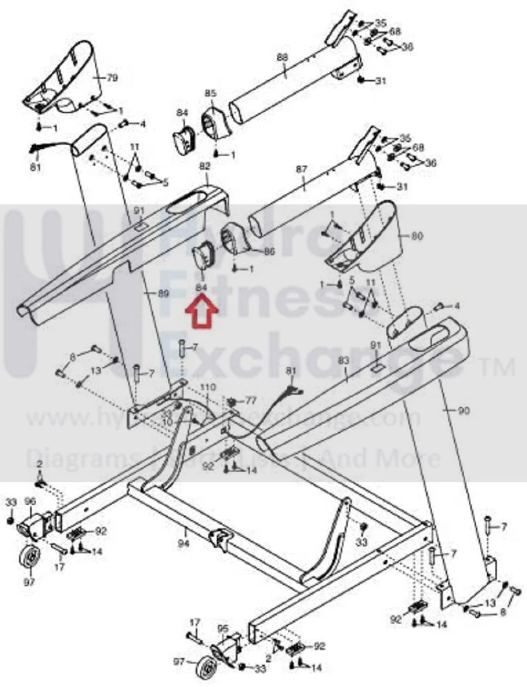 Epic HealthRider NordicTrack ProForm Reebok Treadmill Handrail Endcap 301337 - Image 2