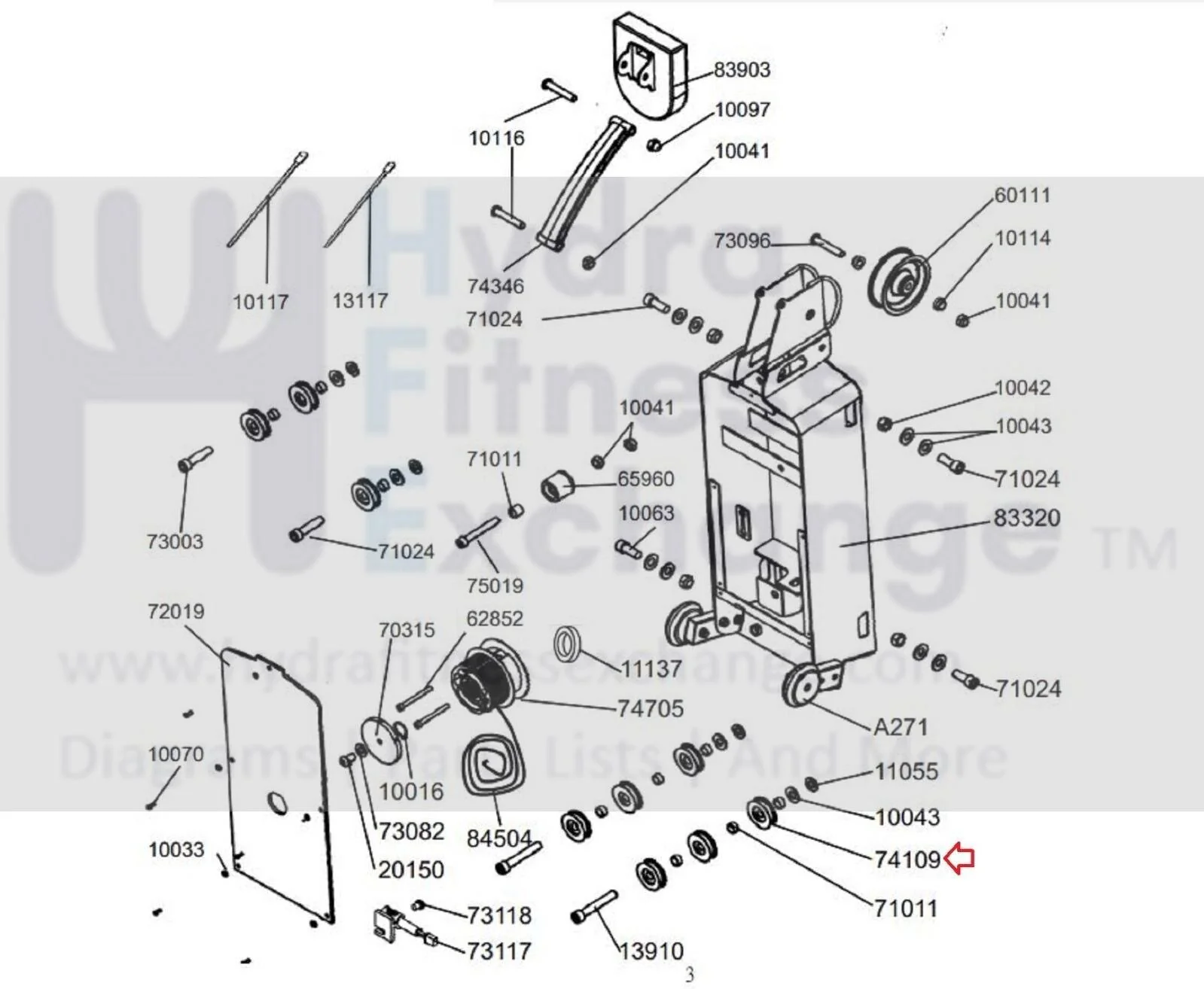 First Degree Fitness E-520 Fluid Rower Idler Pulley 74109 - Image 2