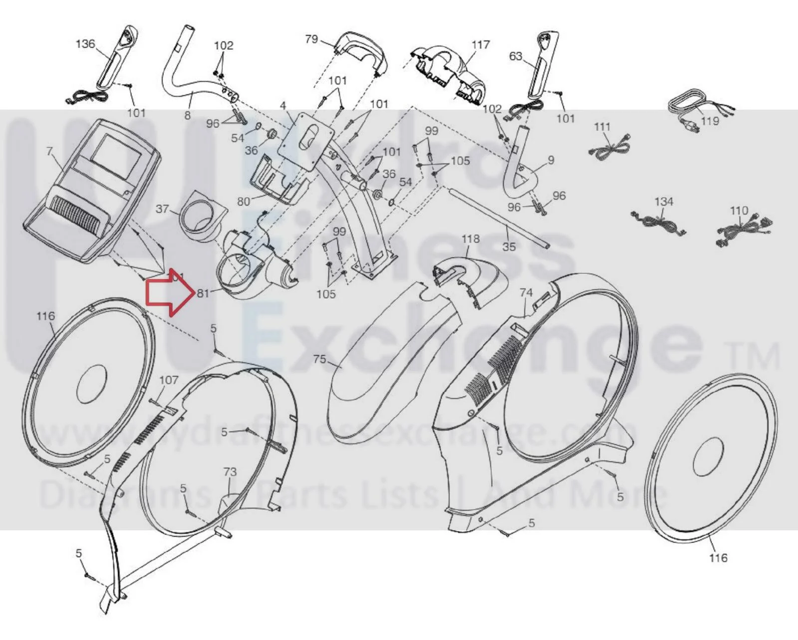 FreeMotion 545 550E Elliptical Rear Upright Receiver Cover MFR-316752 333634 - Image 2
