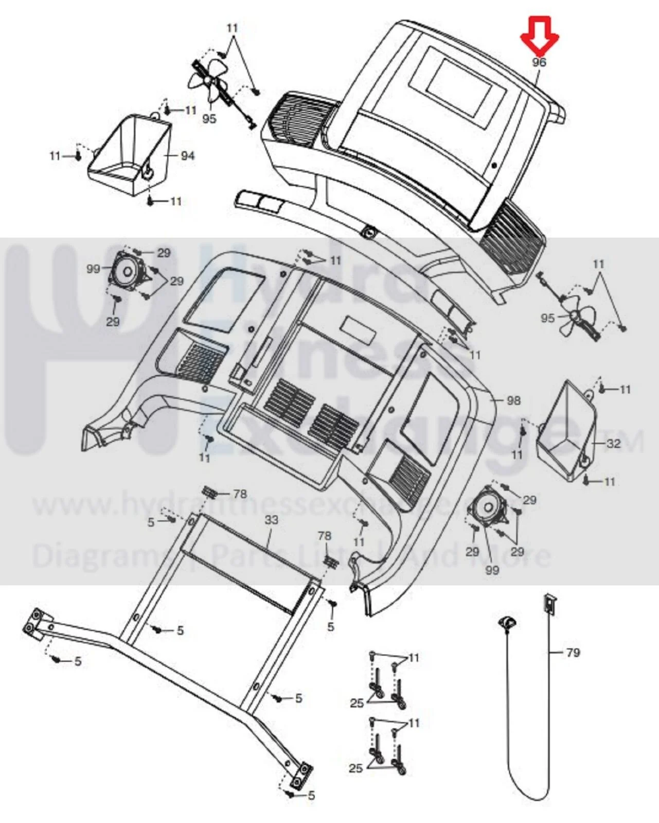 Freemotion 850 Treadmill Display Console Assembly with Back MFR-ETSF13513 353780 - Image 3