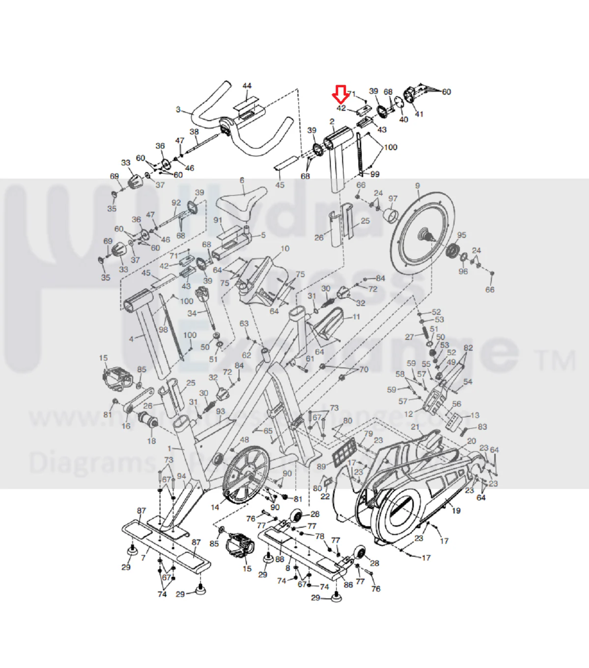 FreeMotion Carbon S11.8 Club S 11.0  Stationary Bike Upper Wedge 311533 - Image 3