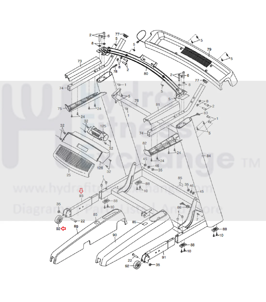 FreeMotion NordicTrack Treadmill Left Extension Leg with Wheel 361521 & 139090 - Image 2