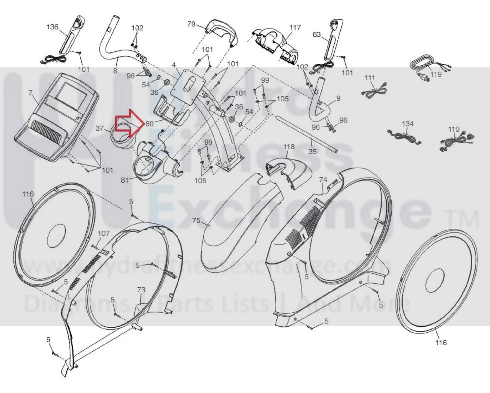 FreeMotion Proform 545 550E 560 Elliptical Rear Console Cover 332202 - Image 2