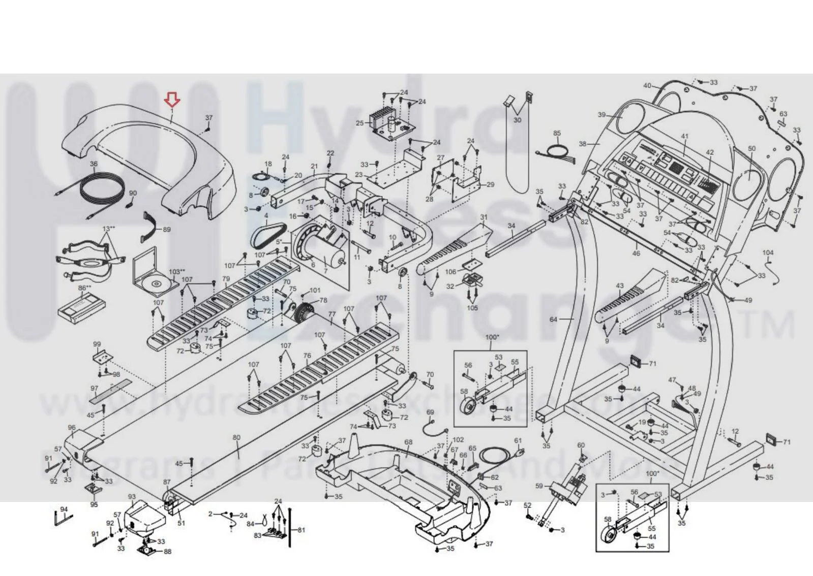 Heathrider S500 SEL - HRTL10910 Treadmill Motor Hood Shroud Cover 181368 - Image 3