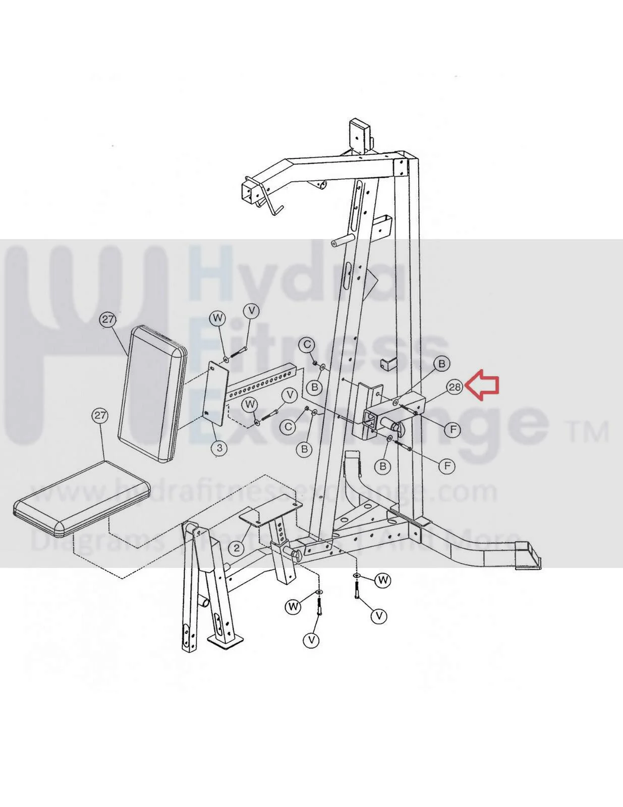 Hoist Fitness H210 Strength System Frame Weldment White Bracket 35-SUB-H210-14 - Image 2
