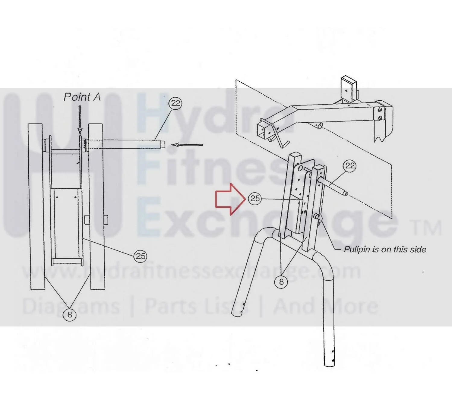 Hoist Fitness H210 Strength System Press Arm Pivot 35-SUB-G20001 - Image 2