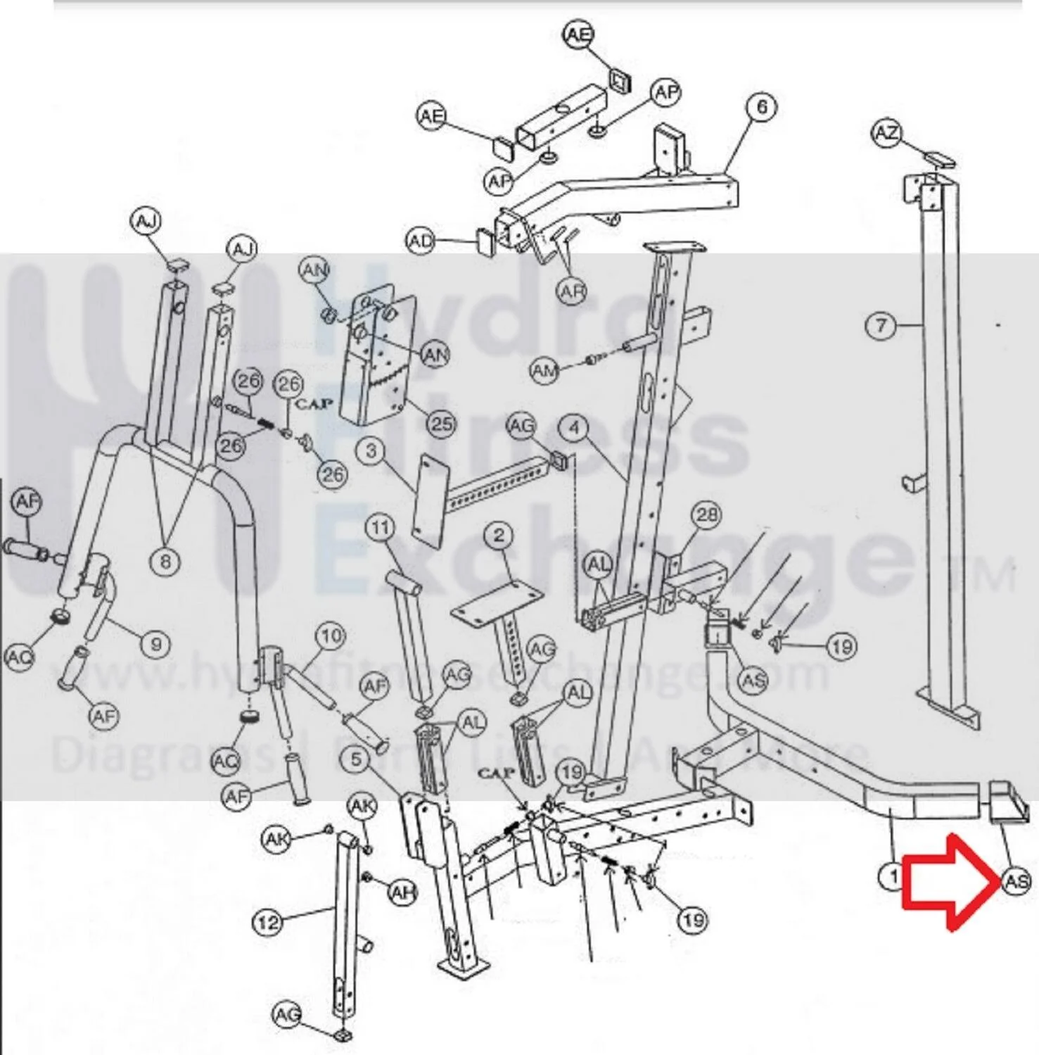 Hoist Fitness H210 Strength System Right Frame Foot Plastic Grey 26-STD-PLAS158T - Image 2