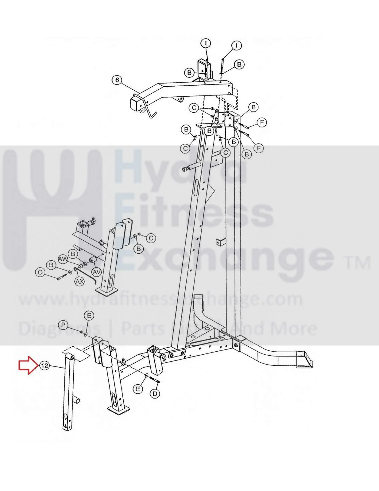 Hoist Fitness H210A Strength System Low weldment Pivot 35-SUB-H210-12 - Image 2