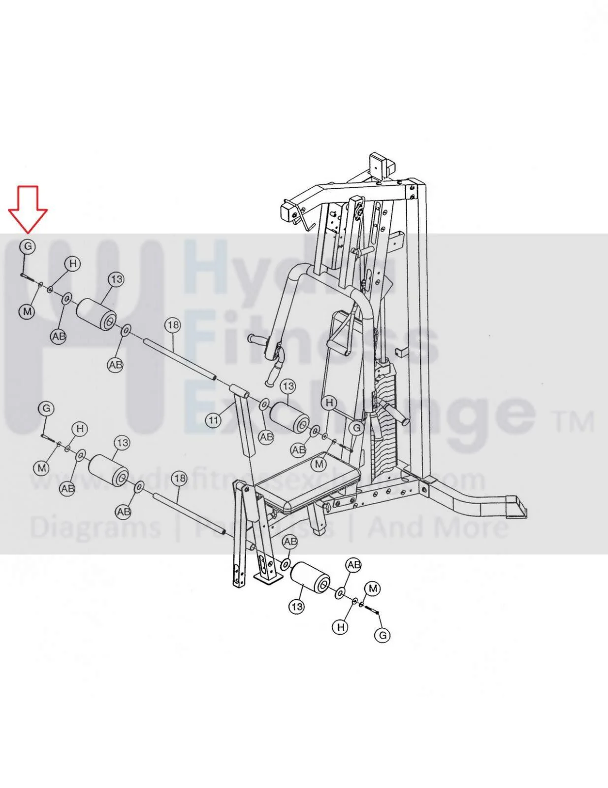 Hoist Fitness Strength System Hex Bolt 3/8" - 16 x 1" 11-HEX-38(16)1 - Image 2