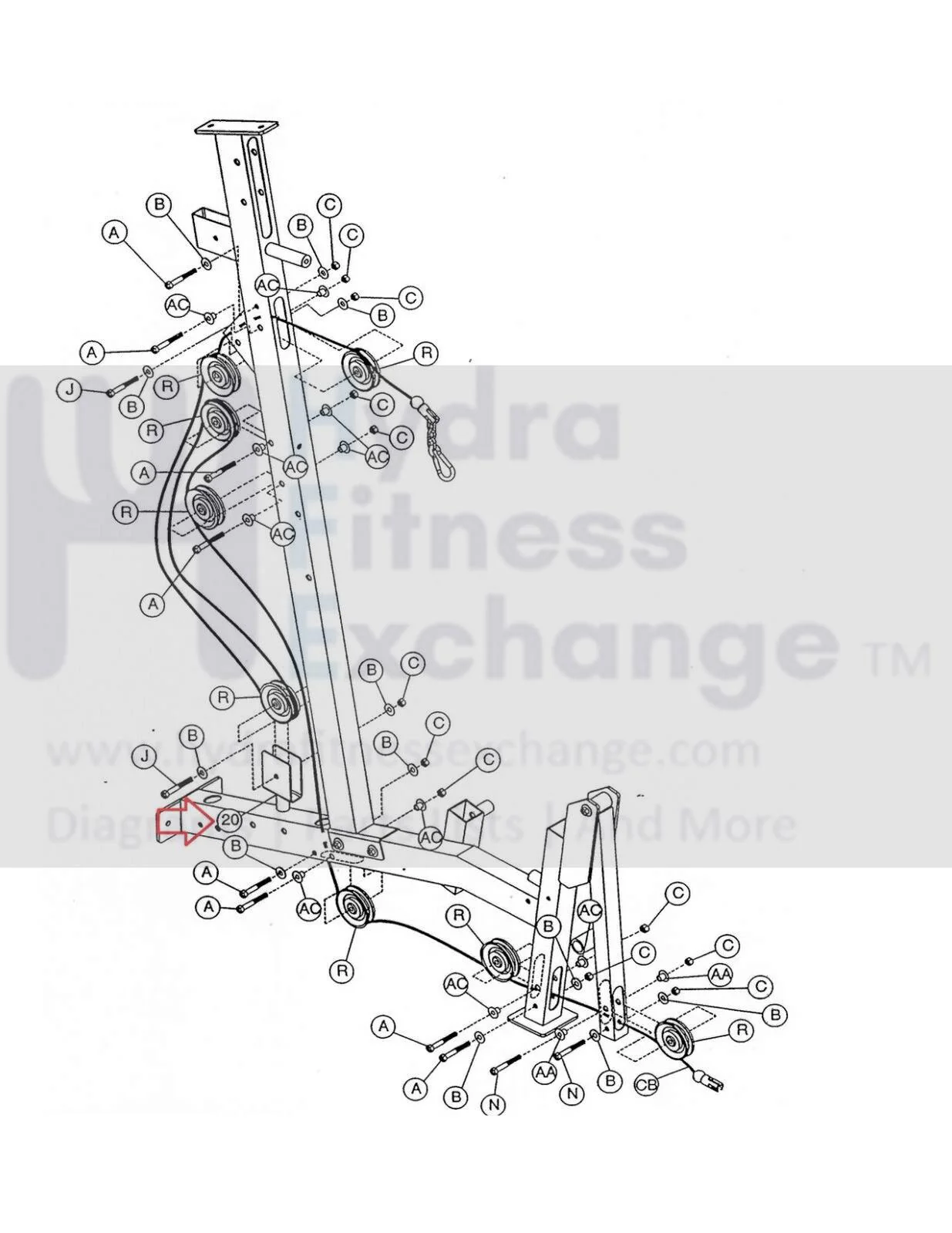 Hoist Fitness Strength System Square Floating Pulley Bracket 26-STD-SX122T - Image 2