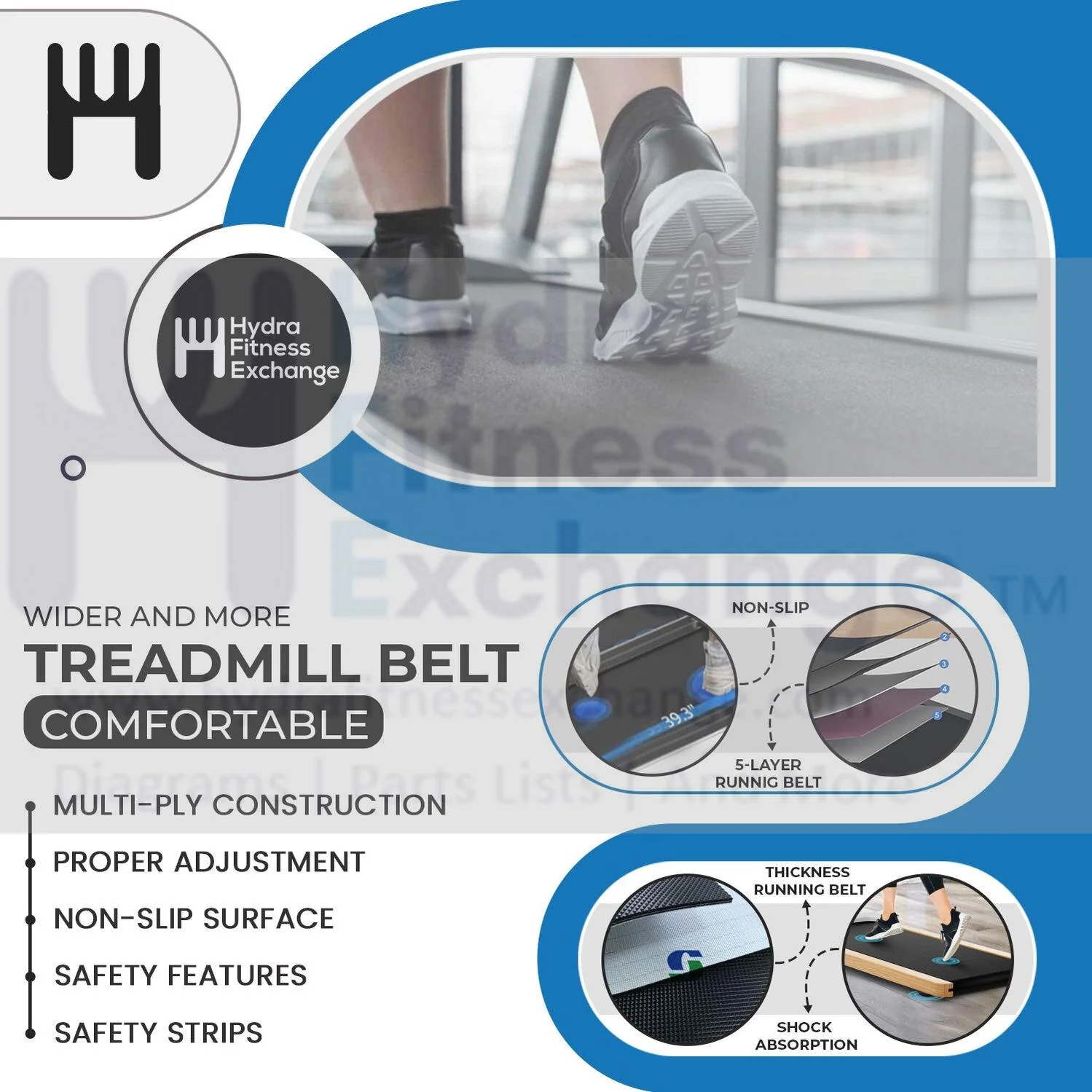 Horizon Advanced Fitness Group 2.7AT T102 T103 T202 Ct7.1 Treadmill OEM Waking Running Belt TreadBelt 1000102642 - Image 4