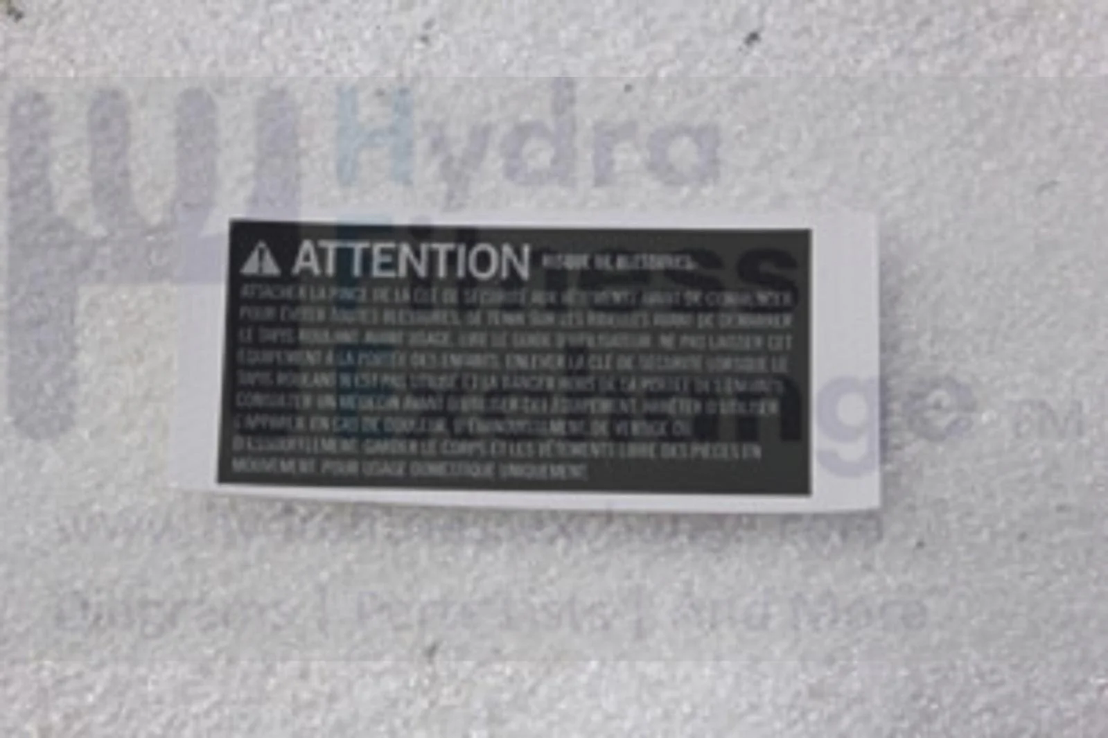 Horizon AFG Fitness Livestrong Treadmill Console Warning Label French 1000216760