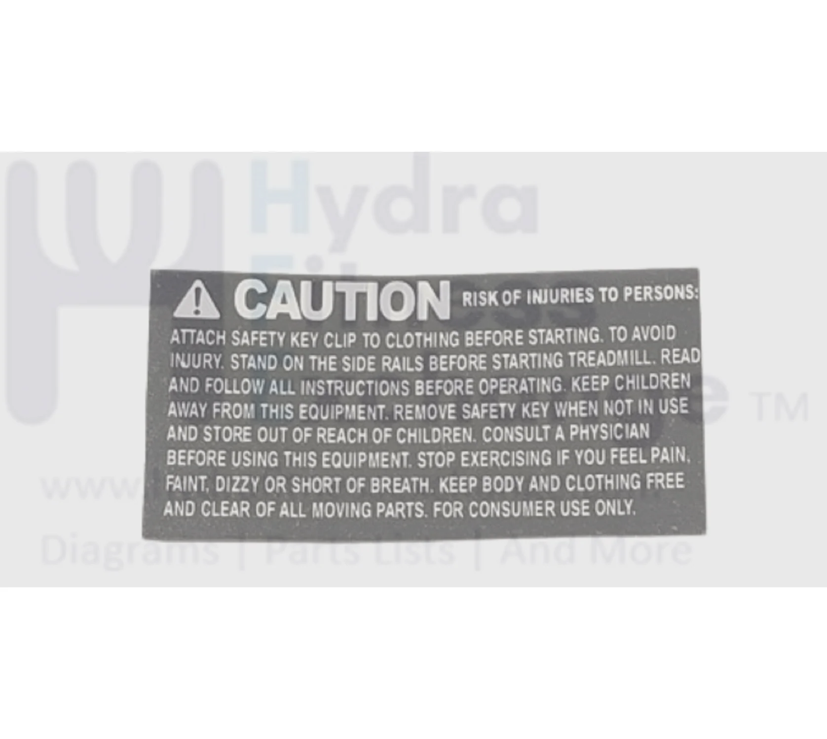 New Horizon AFG Tempo Fitness Livestrong Treadmill Overlay Warning Label 1000210190