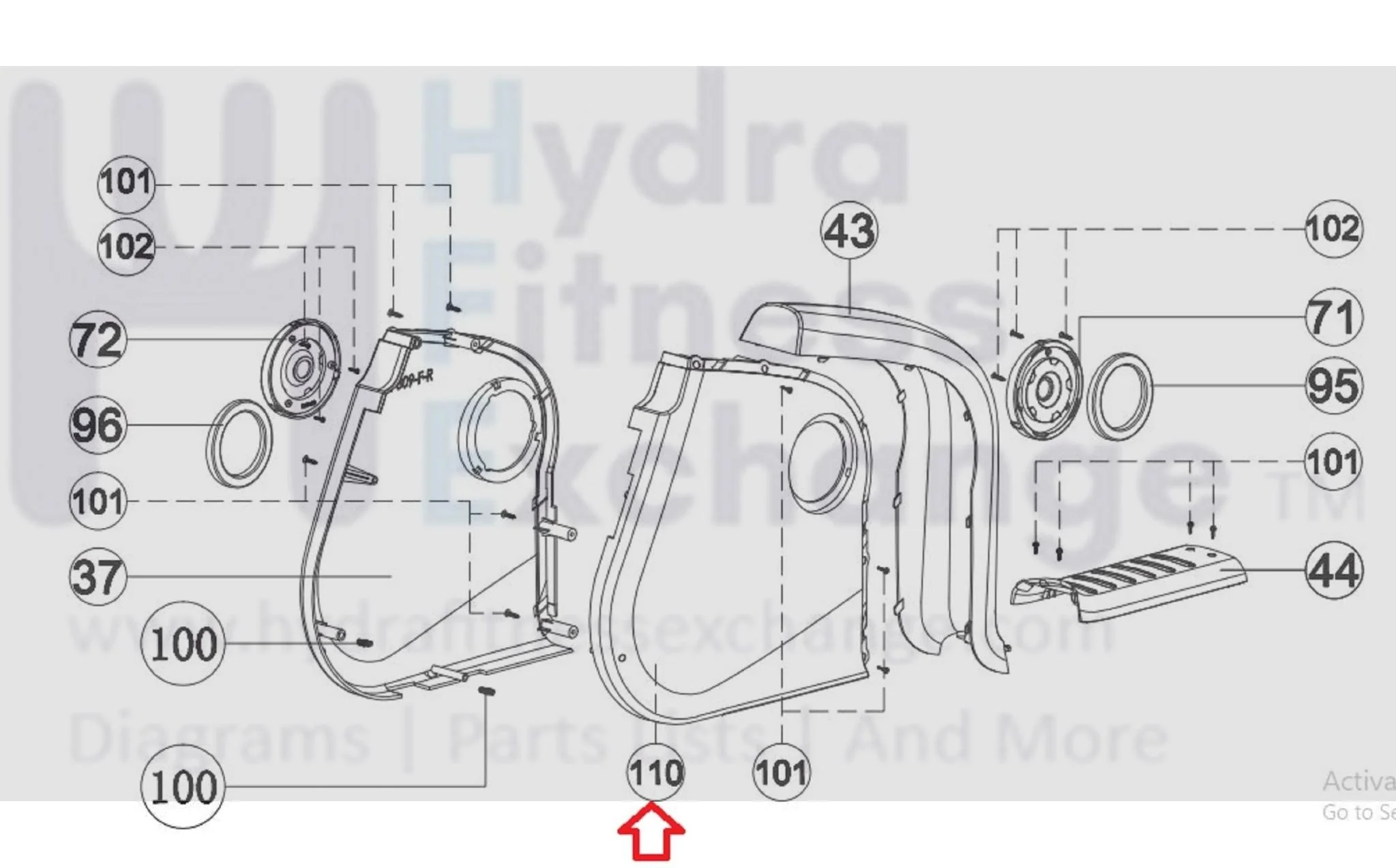 Horizon Fitness Elite R7 - RB018 Stationary Bike Left Chain Cover 1000352938 - Image 2