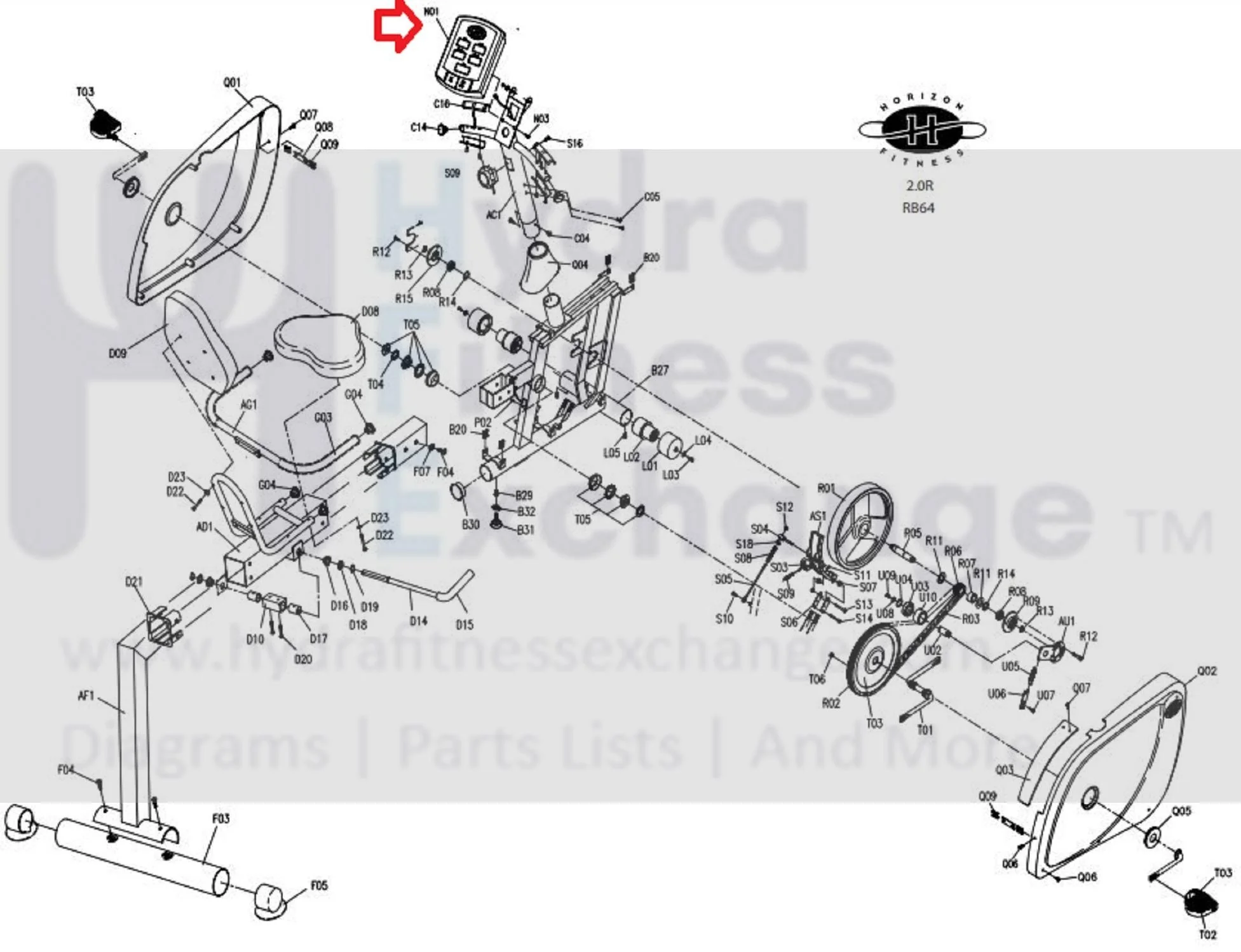 Horizon Fitness 2.0B 2.0R RSC2 BSC2 Stationary Bike Display Console Assembly 016055-Z - Image 3