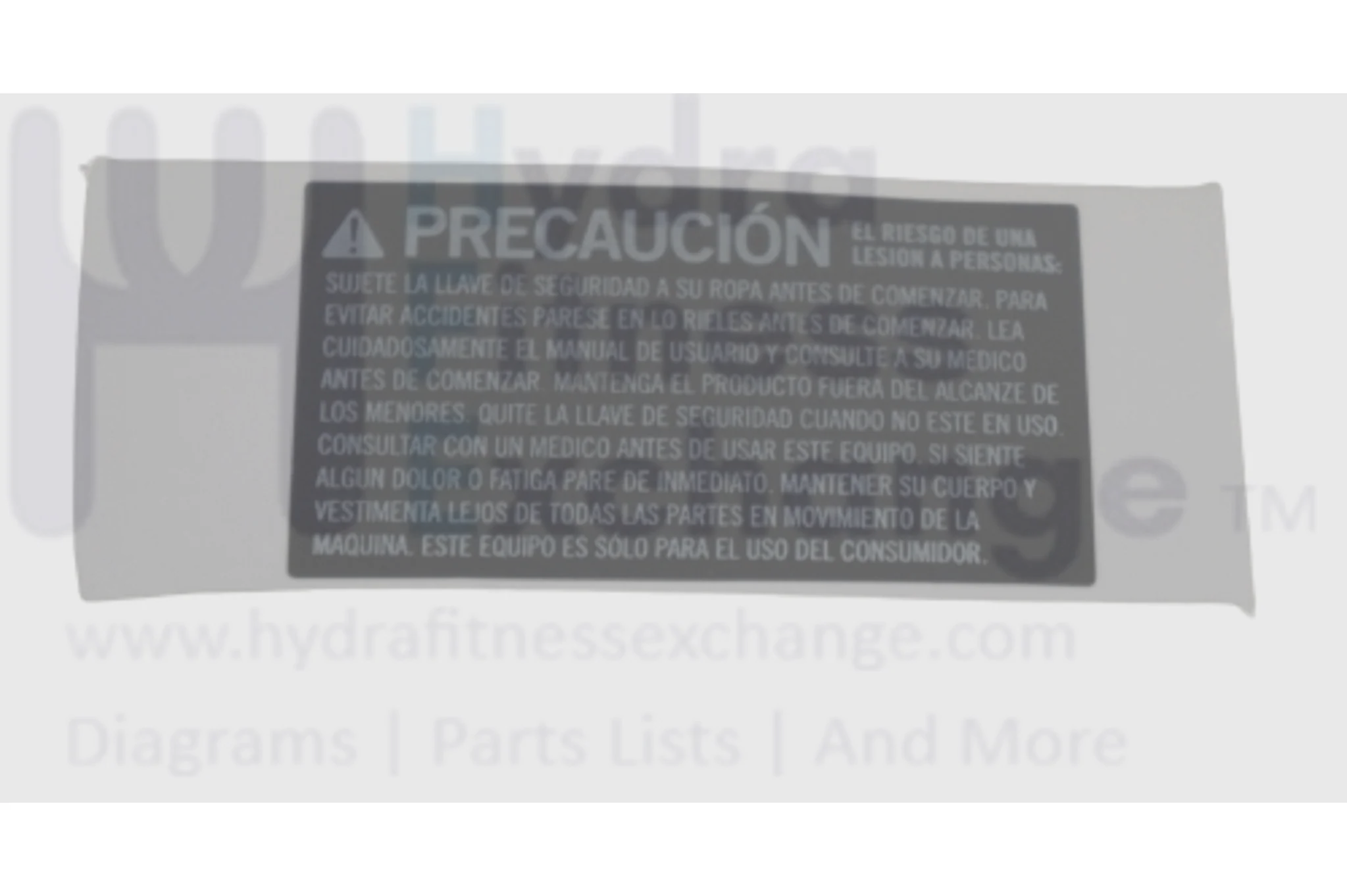 Horizon Advanced Fitness Group Treadmill Warning Label 1000217184