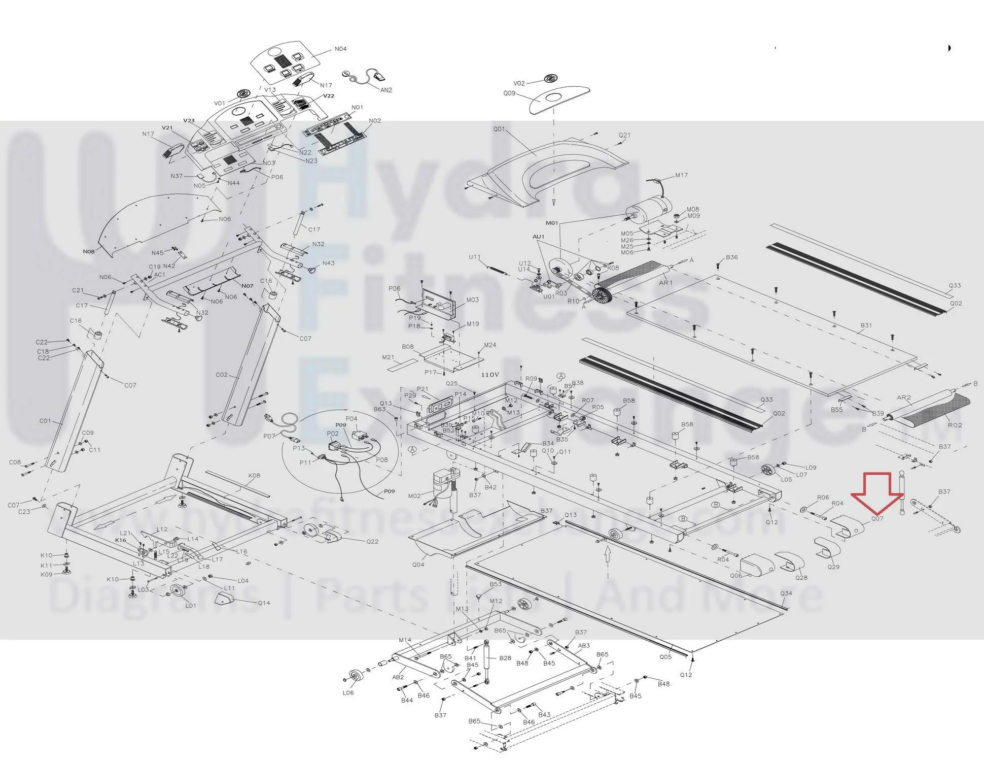 Horizon Fitness 5.1T 5.2T Advance 400 500 T40 TSC3 TSC5 4.0T 4.1T 4.2T 5.0T Treadmill Right Side Rail Endcap 000386-DB - Image 3