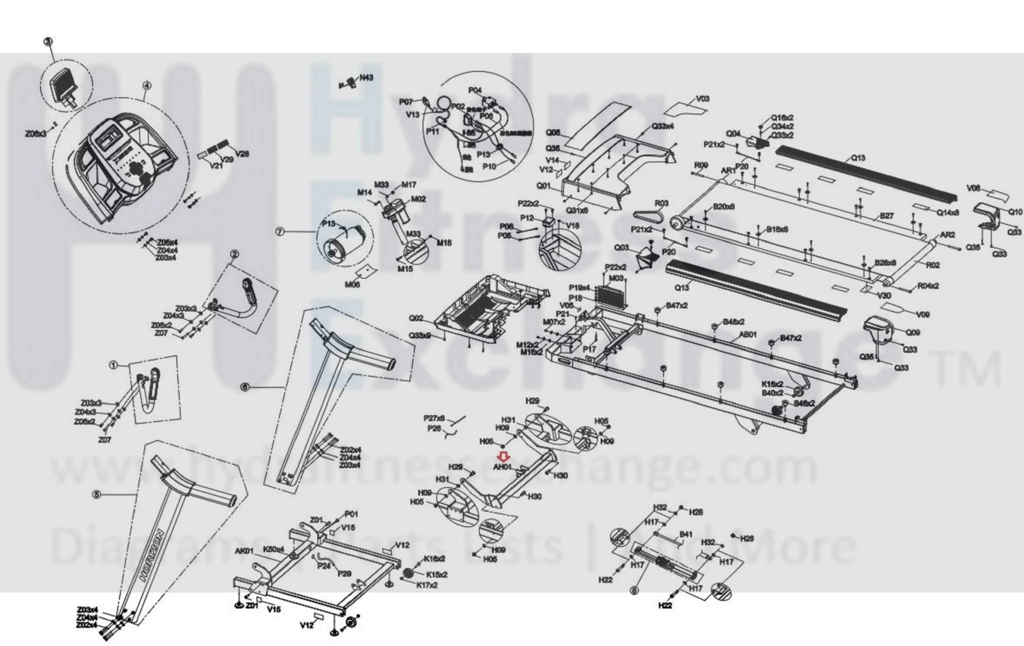Horizon Fitness Treadmill Adjustment Set Semi-Assembly 1000468642 - Image 2