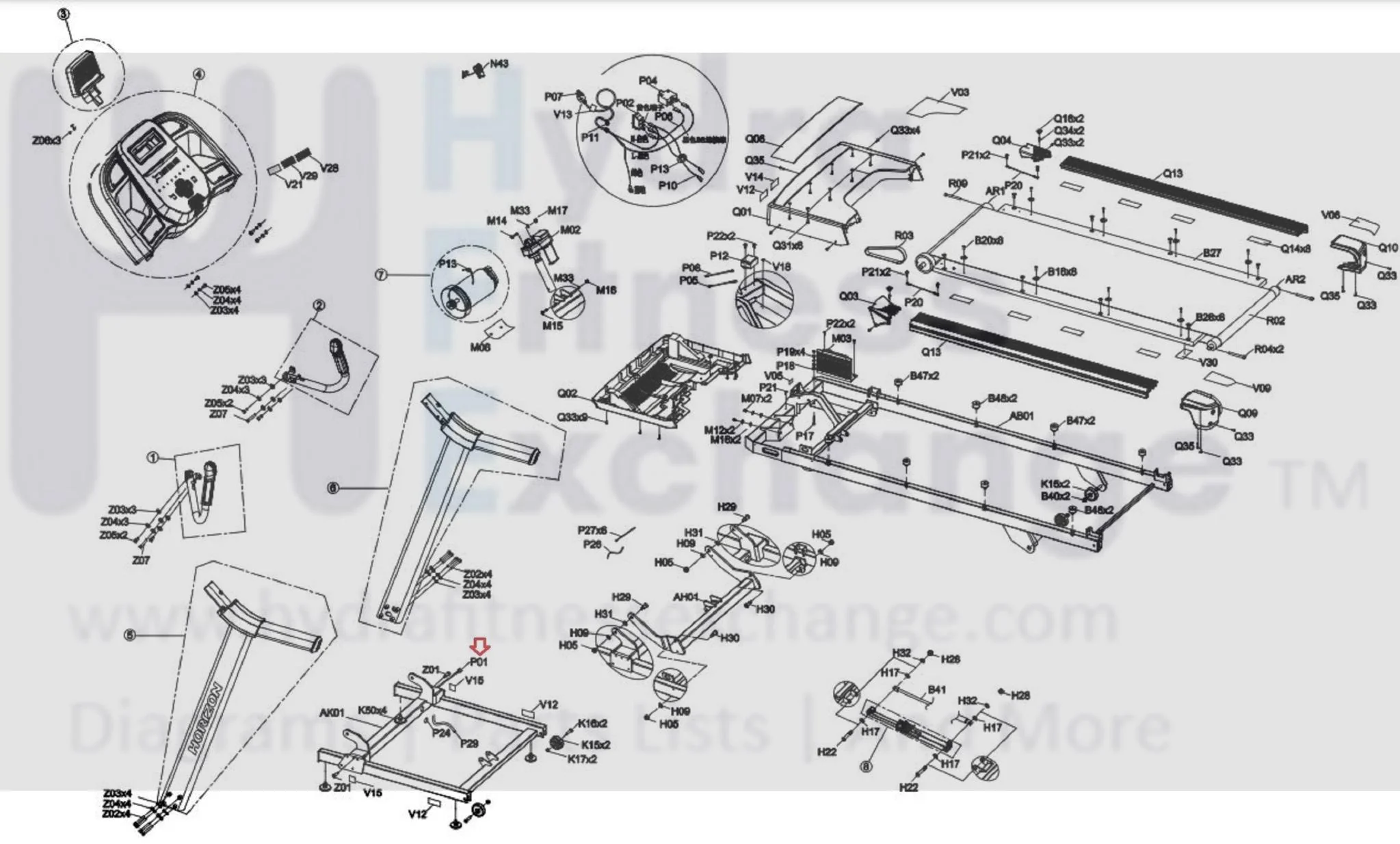 Horizon Fitness 7.0AT-04 - TM1021 Treadmill Console Wire Set Black 1000303614 - Image 2