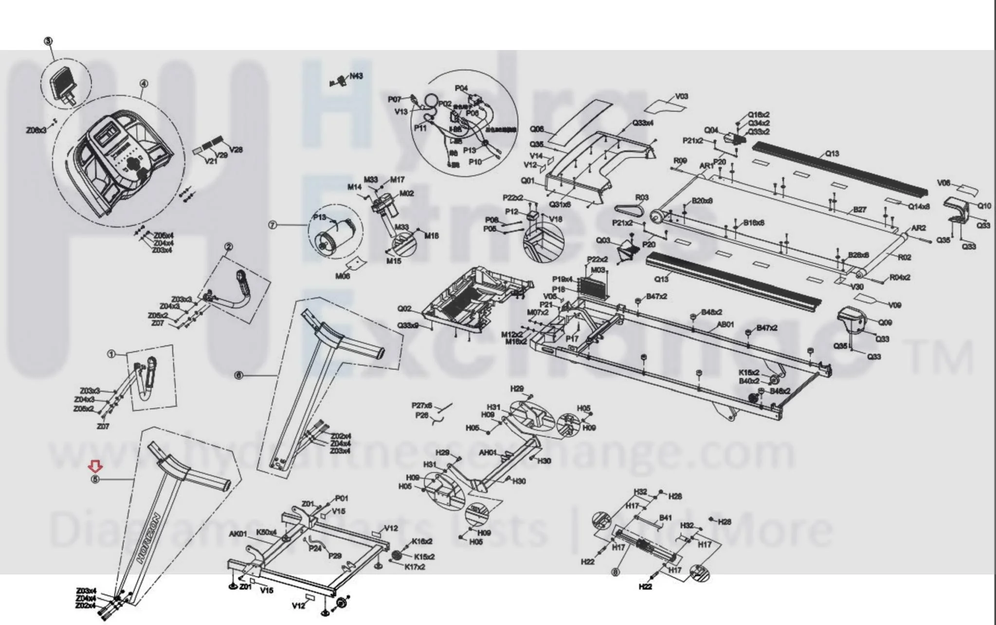Horizon Fitness Treadmill Left Console Mast Assembly 1000468282 - Image 2