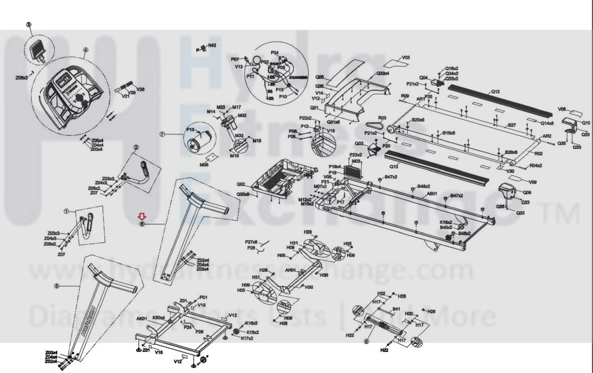 Horizon Fitness Treadmill Right Console Mast Assembly 1000468283 - Image 2