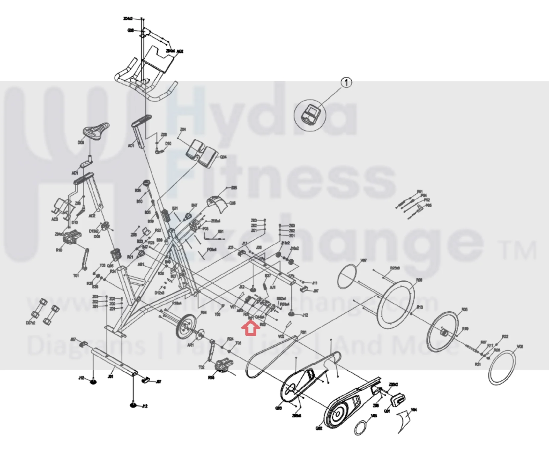 Horizon Fitness 7.0IC - FC50 C101 - FC51 Stationary Bike Middle Limit Set 1000472270 - Image 2