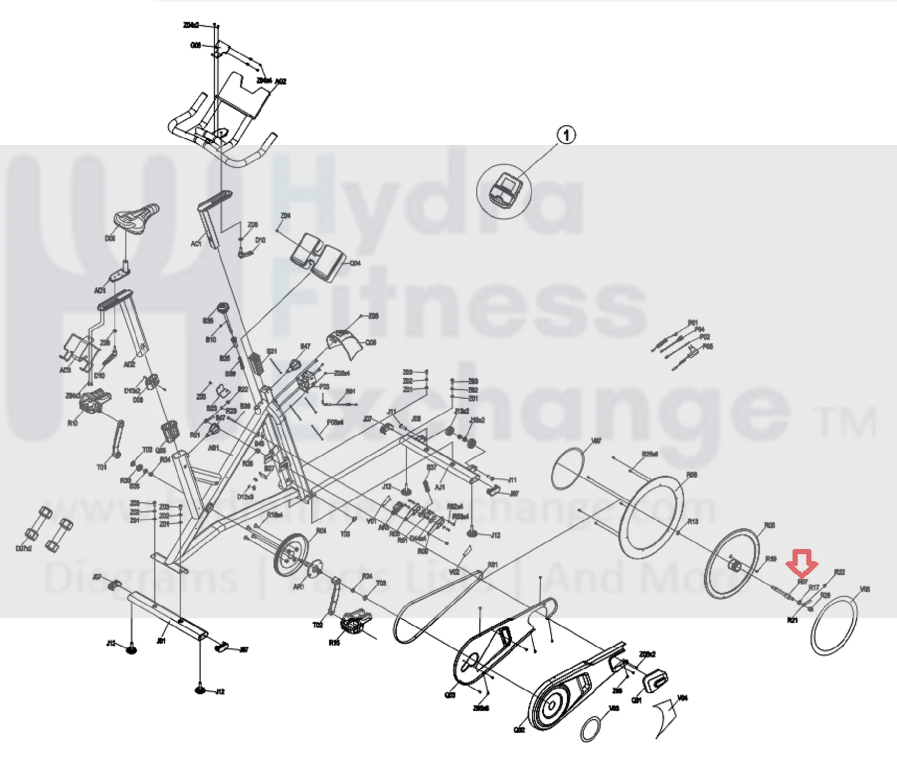 Horizon Fitness 7.0IC - FC50 C101 - FC51 Stationary Bike Transmission Fly Wheel Axle 1000466338 - Image 2