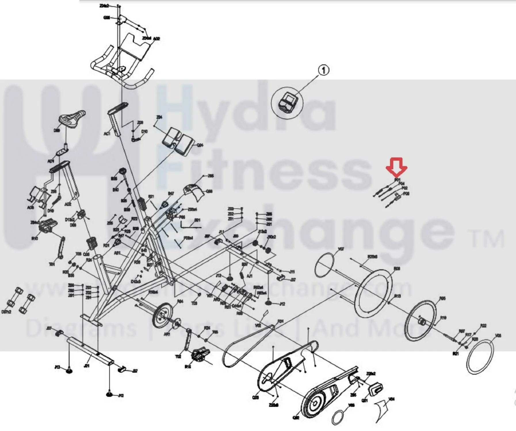 Horizon Fitness 7.0IC - FC50 C101 - FC51 Stationary Bike Console Wire Harness 1000466298 - Image 2