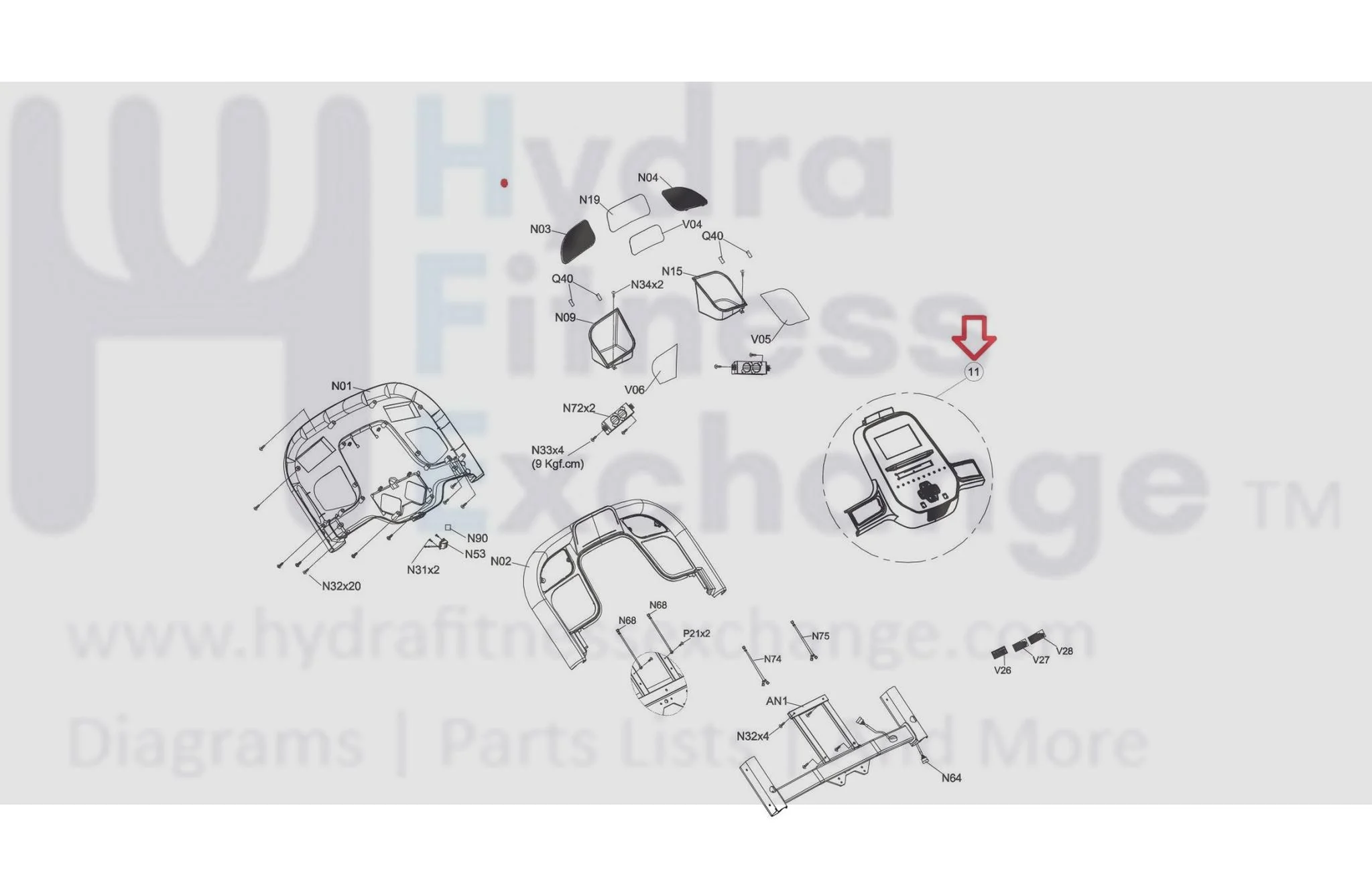 Horizon Fitness 7.4AT-02 TM746B TM499B Treadmill Console Overlay Set Semi-Assembly 1000459425 - Image 3