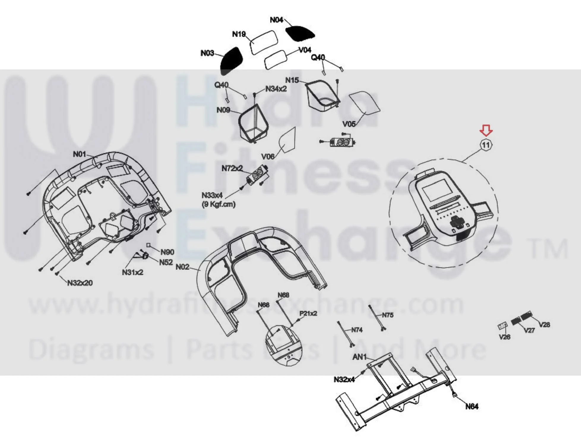 Horizon Fitness 7.4AT-04 - TM499G PTM499G Treadmill Console Overlay Set 1000468130 - Image 2
