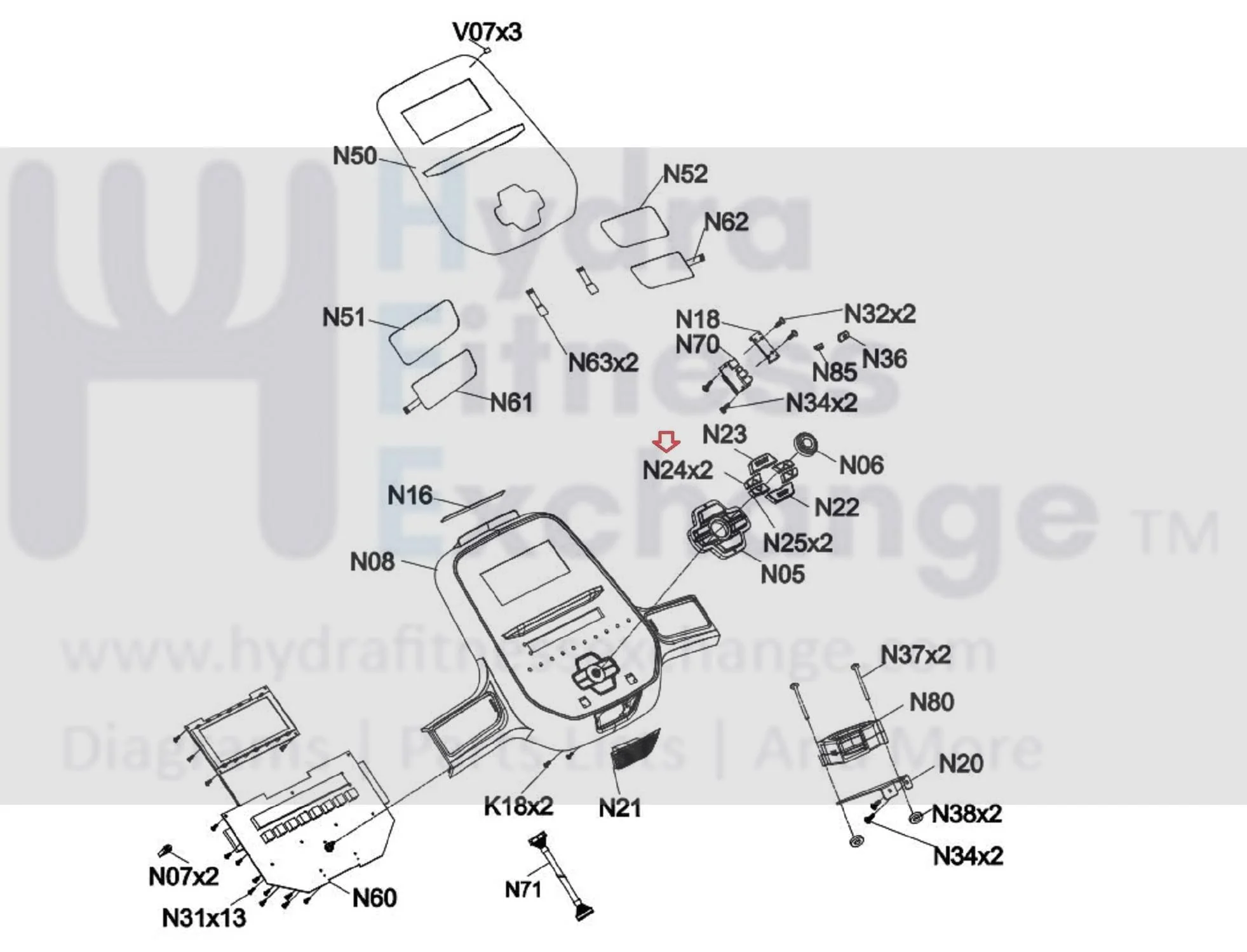 Horizon Fitness TM746 TM758 TM758B TM746B Treadmill Left Up Hips Key 1000421988 - Image 3