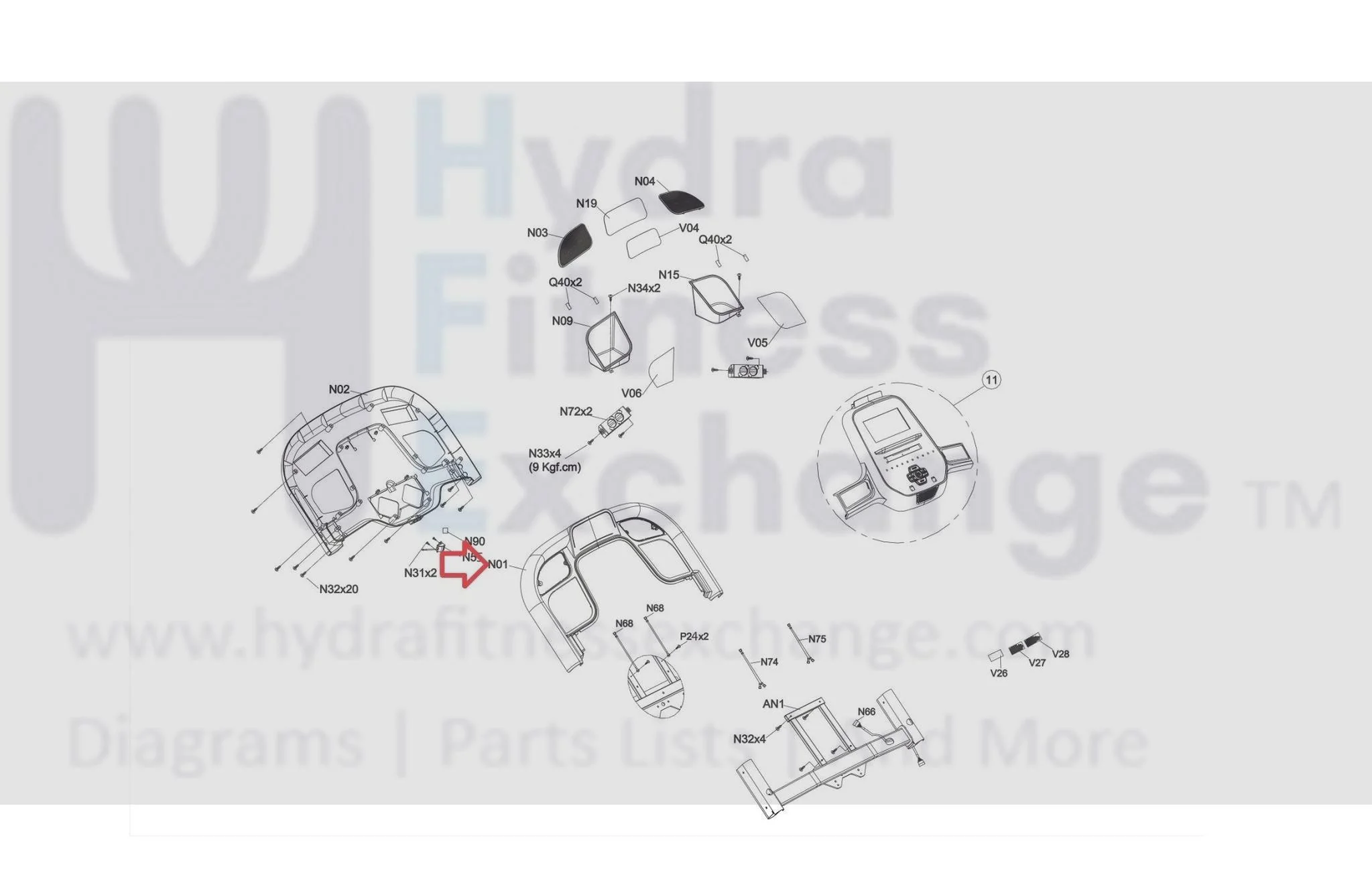 Horizon Fitness TM746 TM758 TM758B TM746B Treadmill Console Down Cover 1000429977 - Image 3