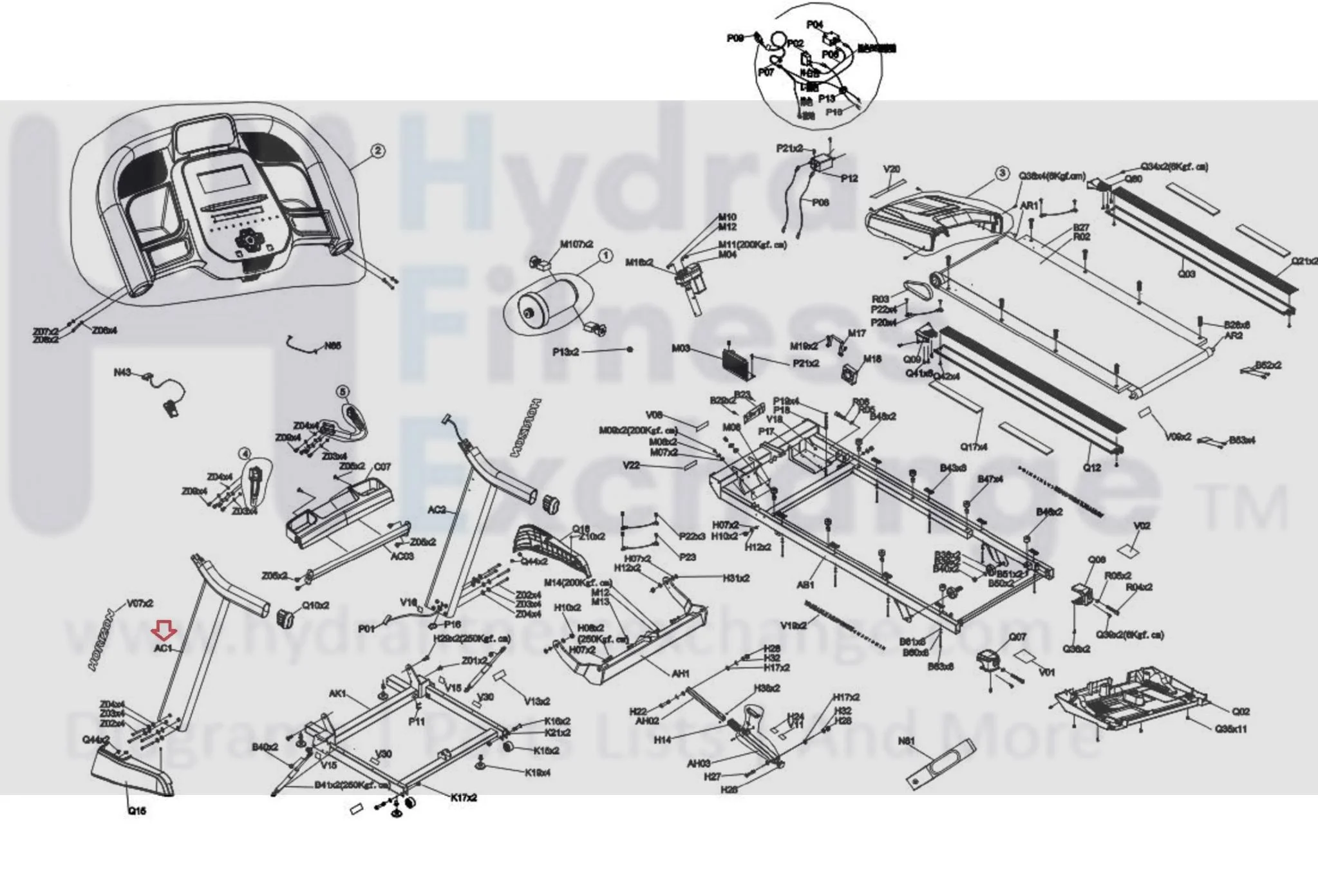 Horizon Fitness TM1000C Treadmill Left Console Mast Set 1000462837 - Image 3