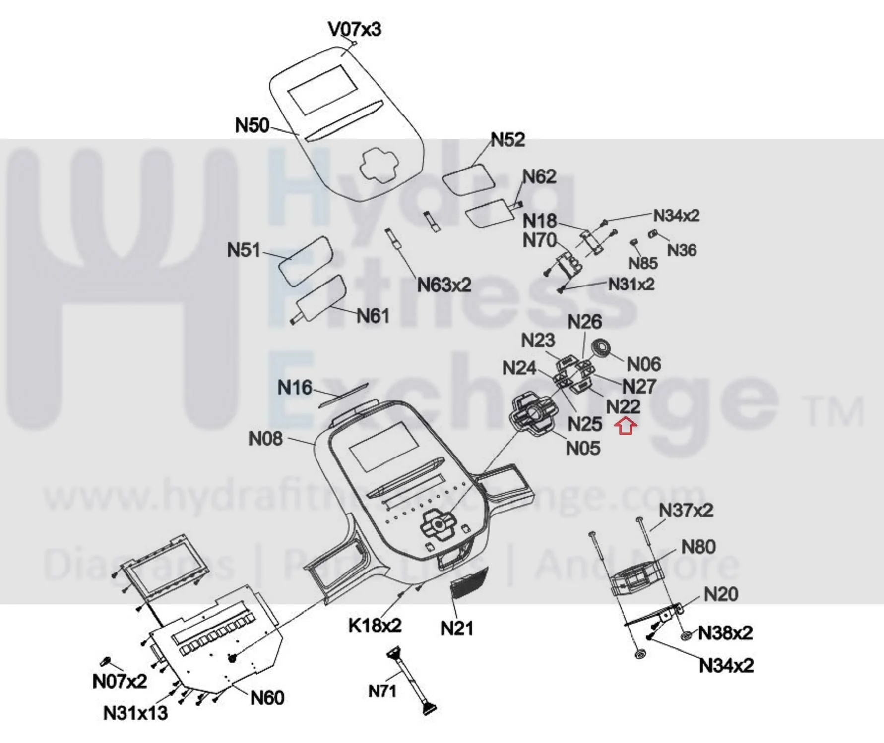 Horizon Fitness 7.4AT-04 - TM499G - PTM499G Treadmill Key Stop HIPS 1000377672 - Image 3