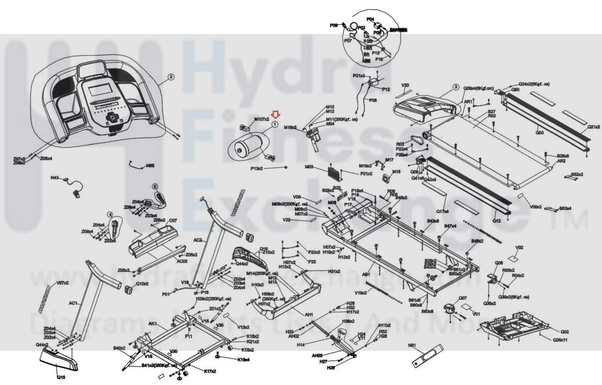 Horizon Fitness 7.8AT-04 - TM1000C Treadmill DC Drive Motor Assembly 1000444918 - Image 2