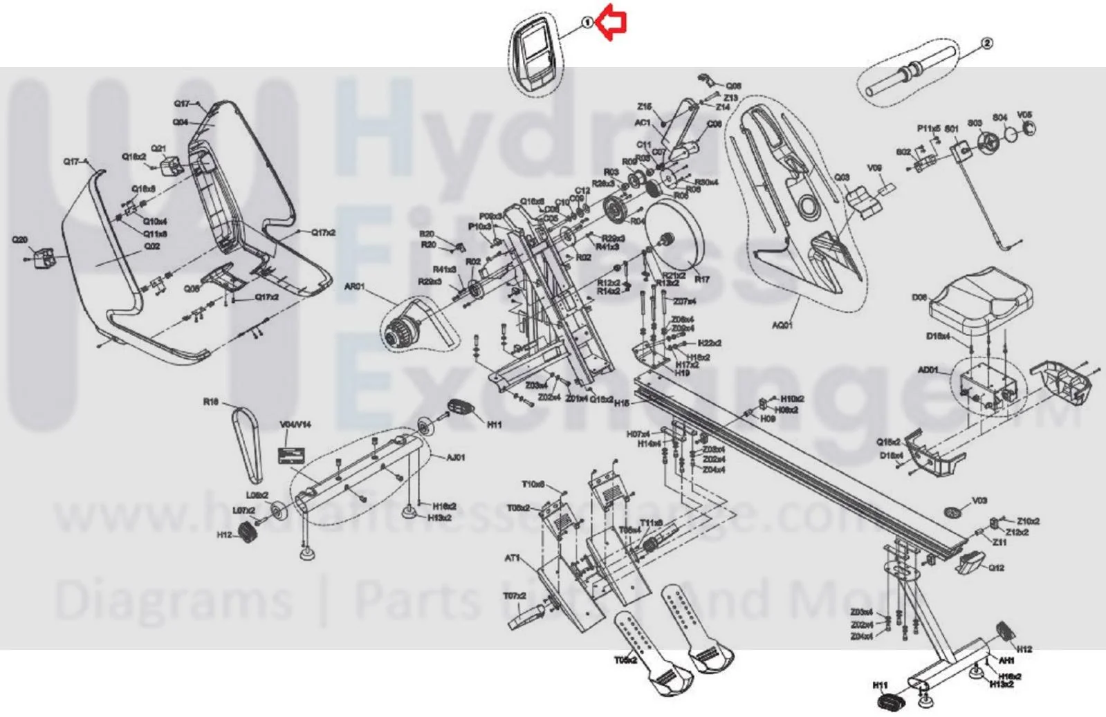 Horizon Fitness AR52 Rower Display Console Assembly 1000426730 - Image 2