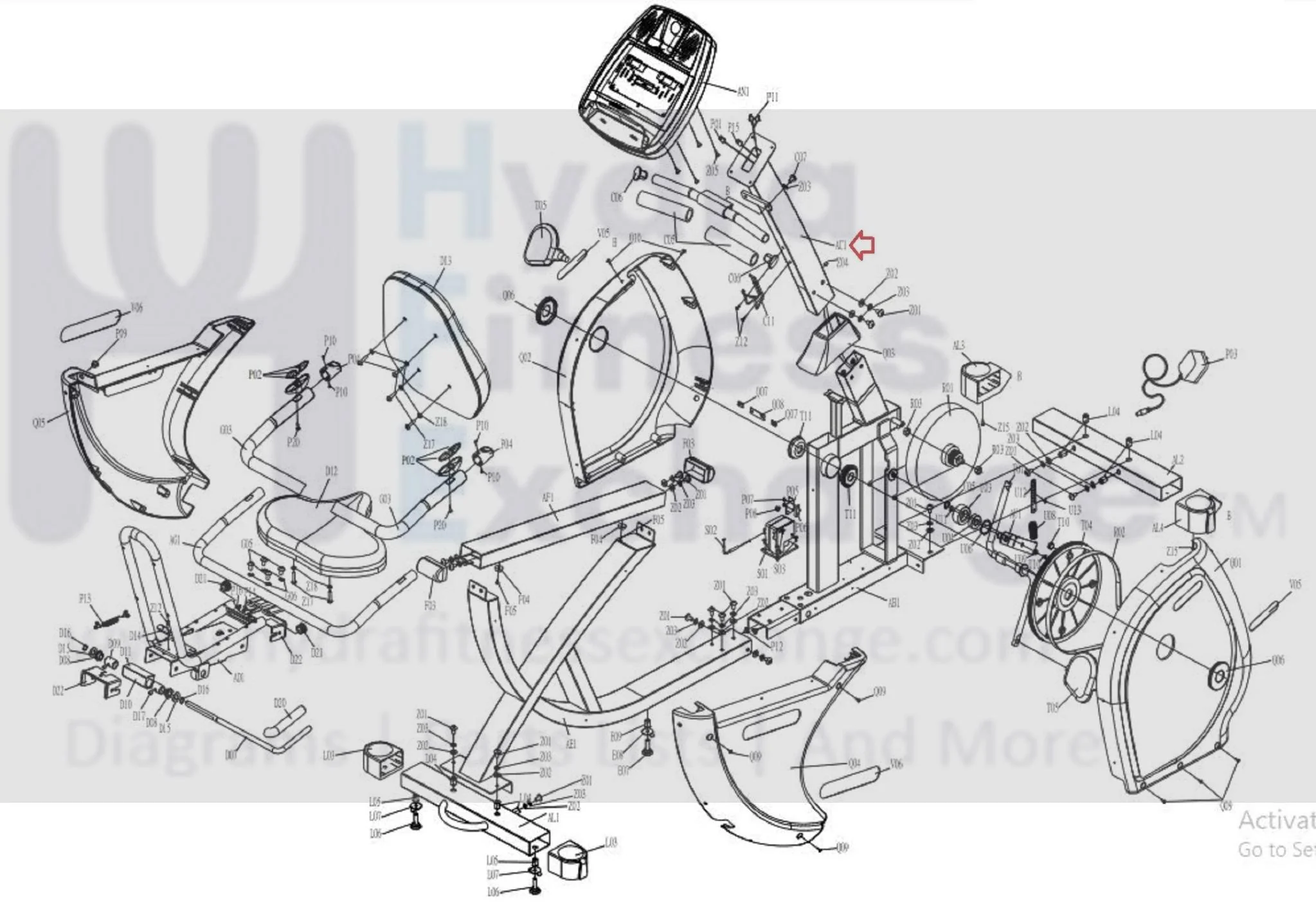 Horizon Fitness B600 - RB122B Stationary Bike Console Mast Set 1000112913 - Image 2