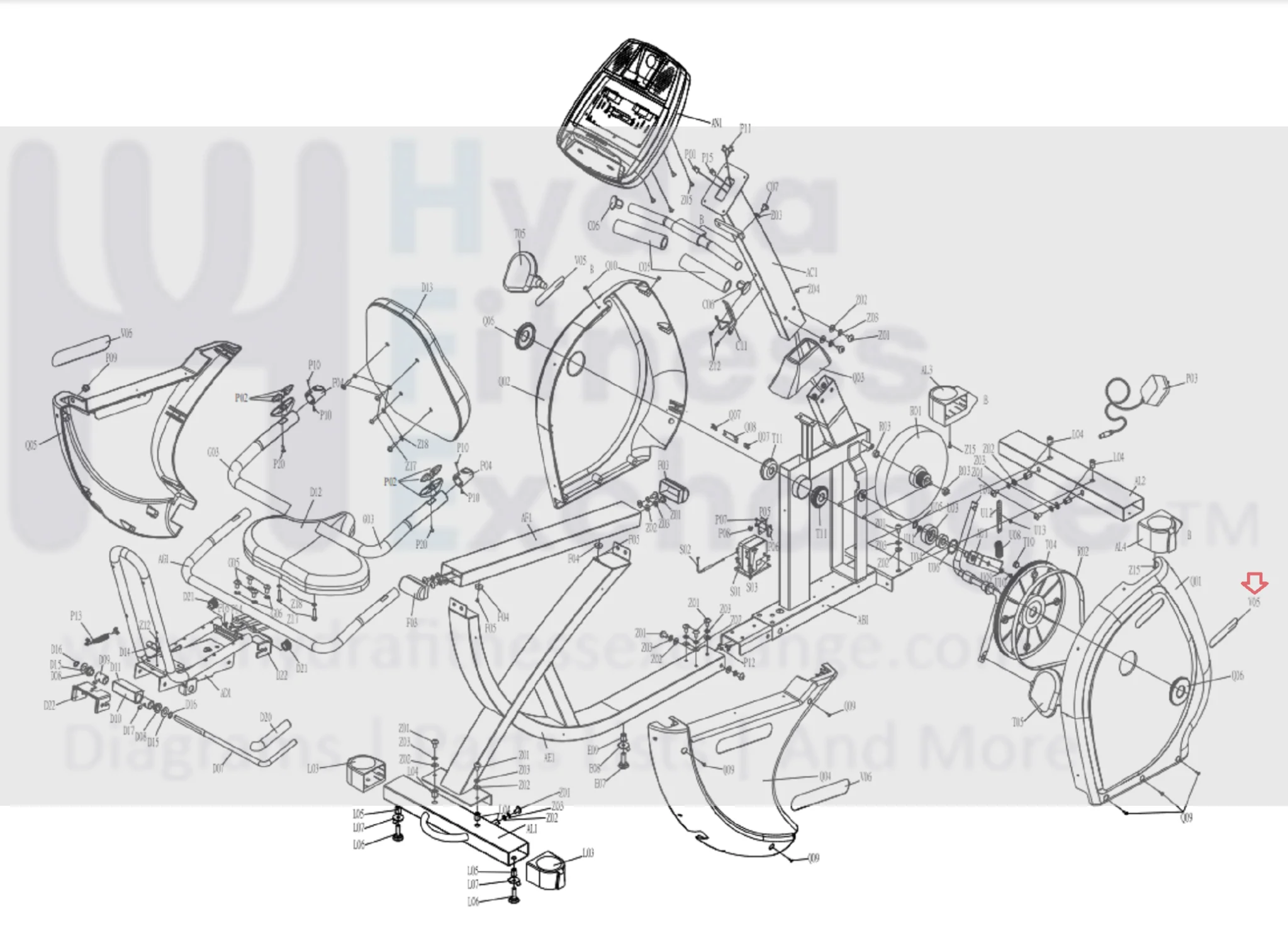 Horizon Fitness B600 - RB122B Stationary Bike Front Side Cover Decal 080709 - Image 2