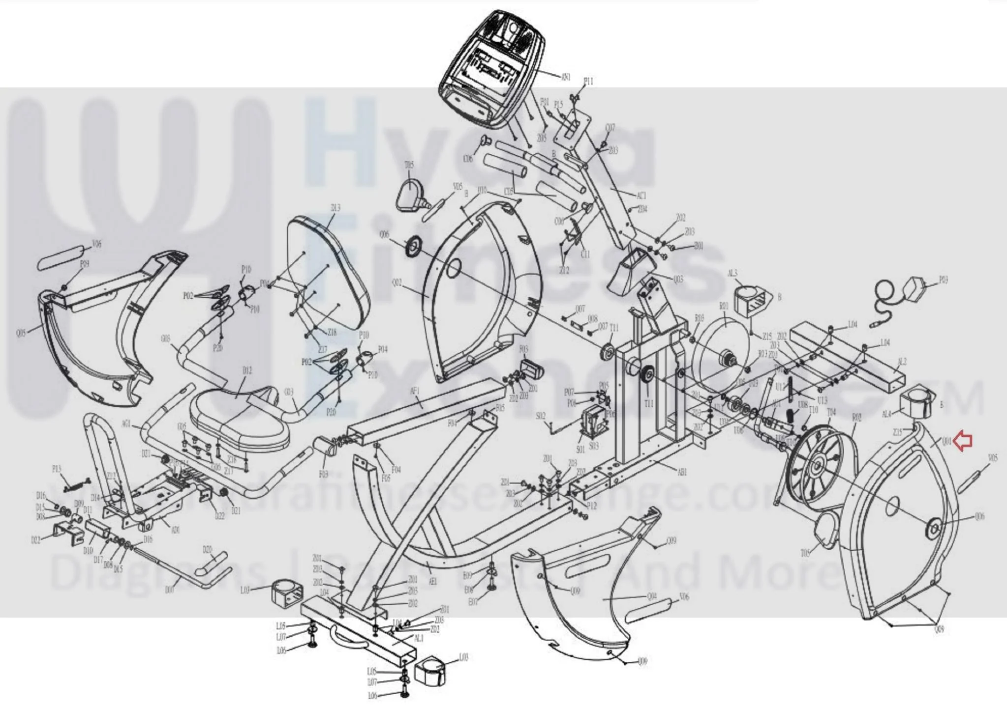 Horizon Fitness B600 - RB122B Stationary Bike Right Chain Cover 080702 - Image 2