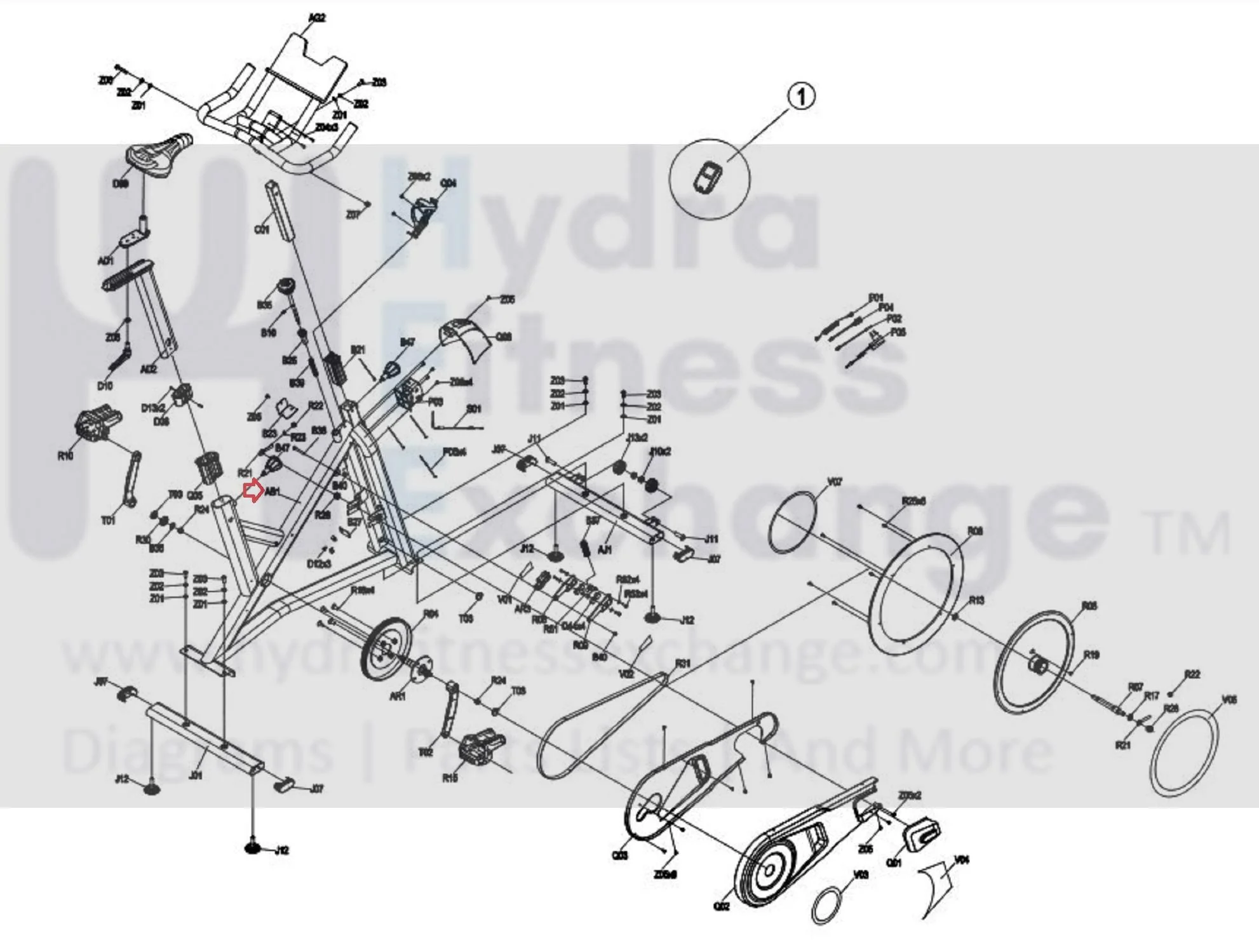 Horizon Fitness C101 - FC51 - 2021 Stationary Bike Frame Set Assembly 1000472307 - Image 2