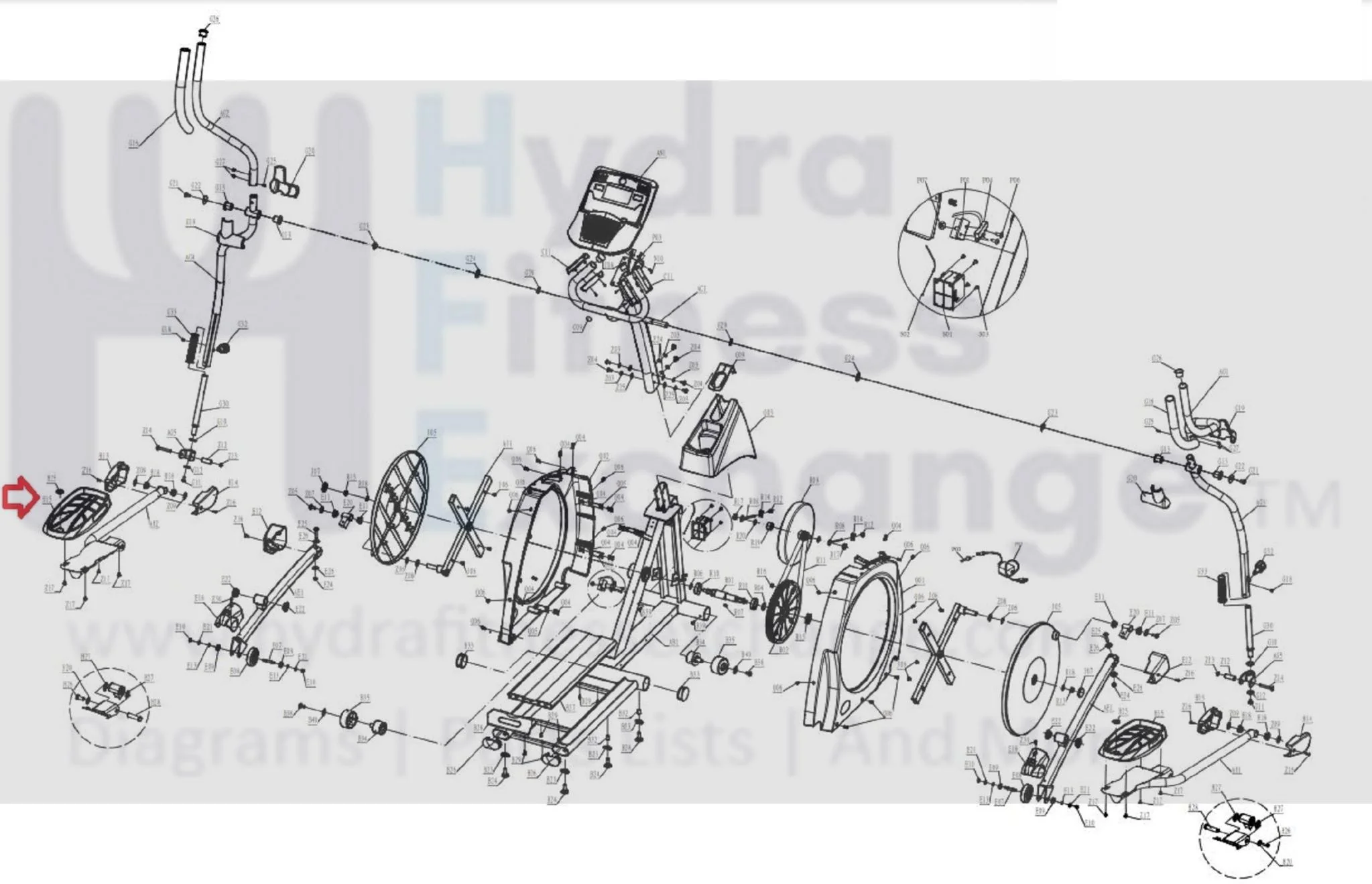 Horizon Fitness CE6.0 CX66 E5 EX66 EX67 Elliptical Foot Pedal with Rubber Pad 077311 - Image 3