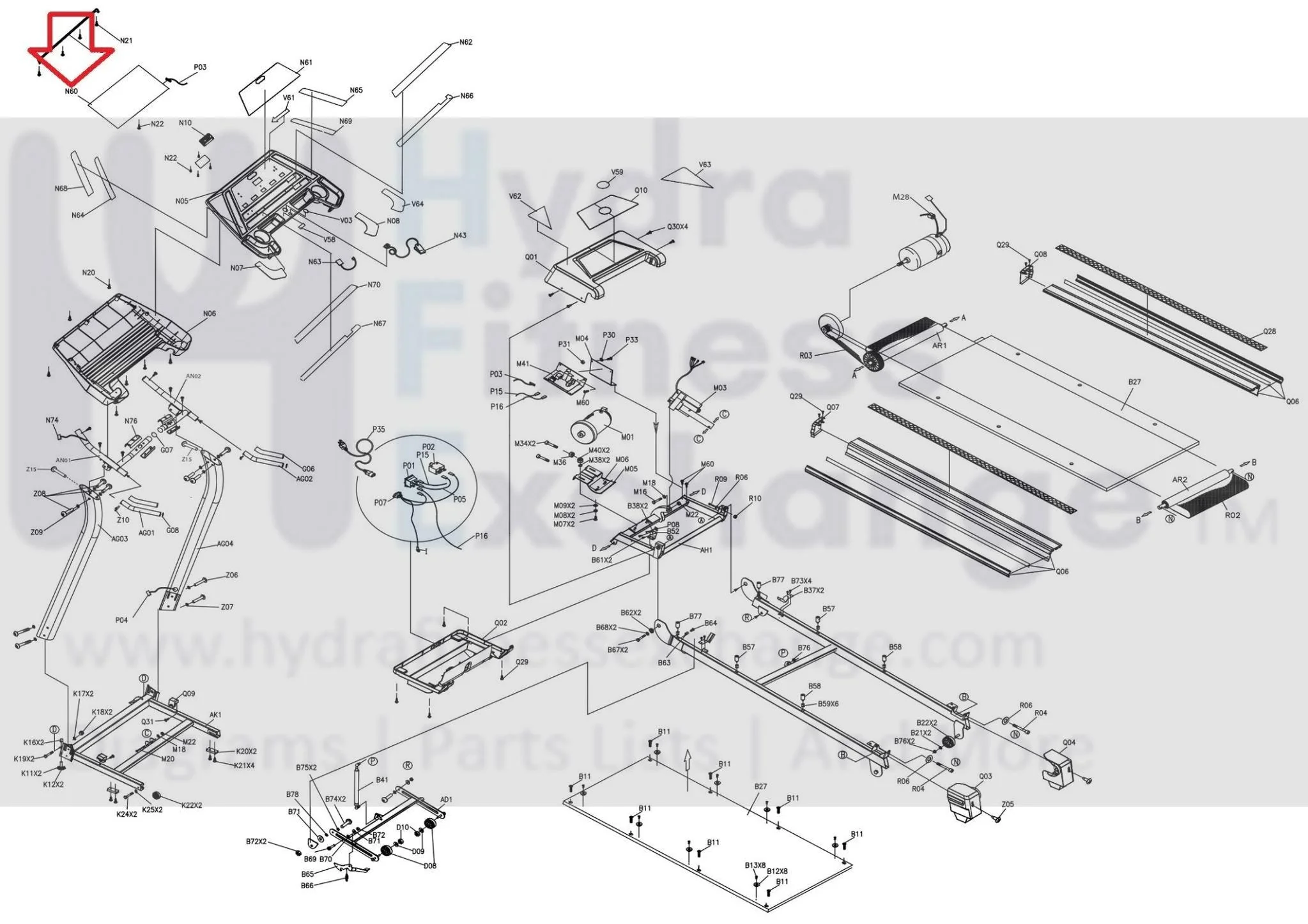 Horizon Fitness CST3.6 Treadmill Upper Control Board with soldered heart rate receiver 057741-ABX - Image 3