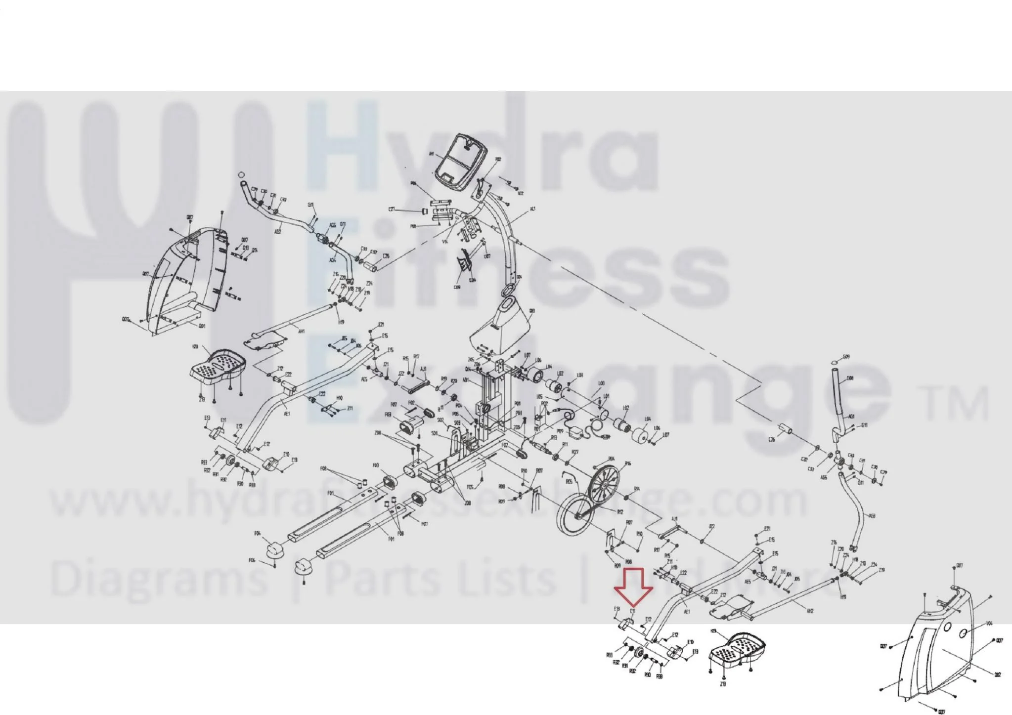 Horizon Fitness Club Series - E500 E700 E800 Elliptical Left Roller Wheel Cover 079980 - Image 2