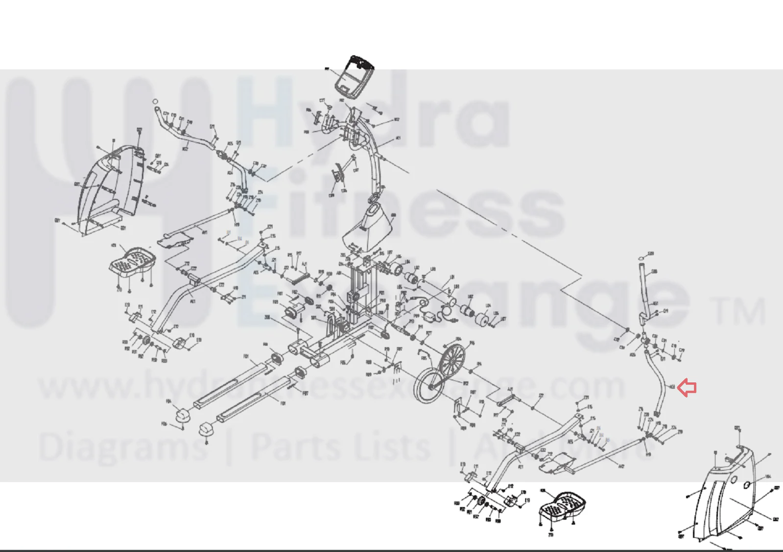 Horizon Fitness Club Series-E700 EP194 Elliptical Right Lower Handlebar 073466 - Image 3
