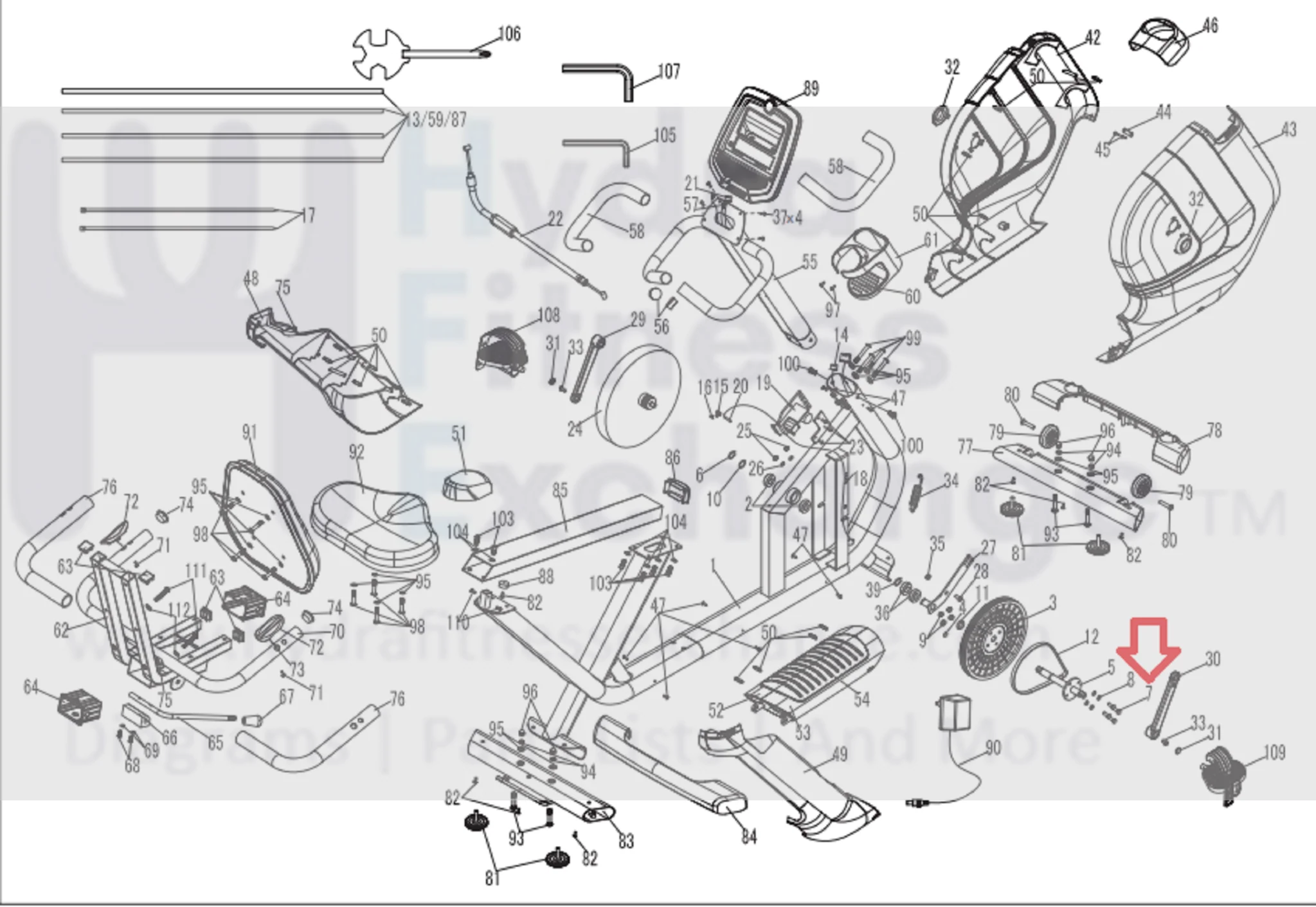 Horizon Fitness Comfort R - RB013 Stationary Bike Allen Hex Screw 1000324693 - Image 2