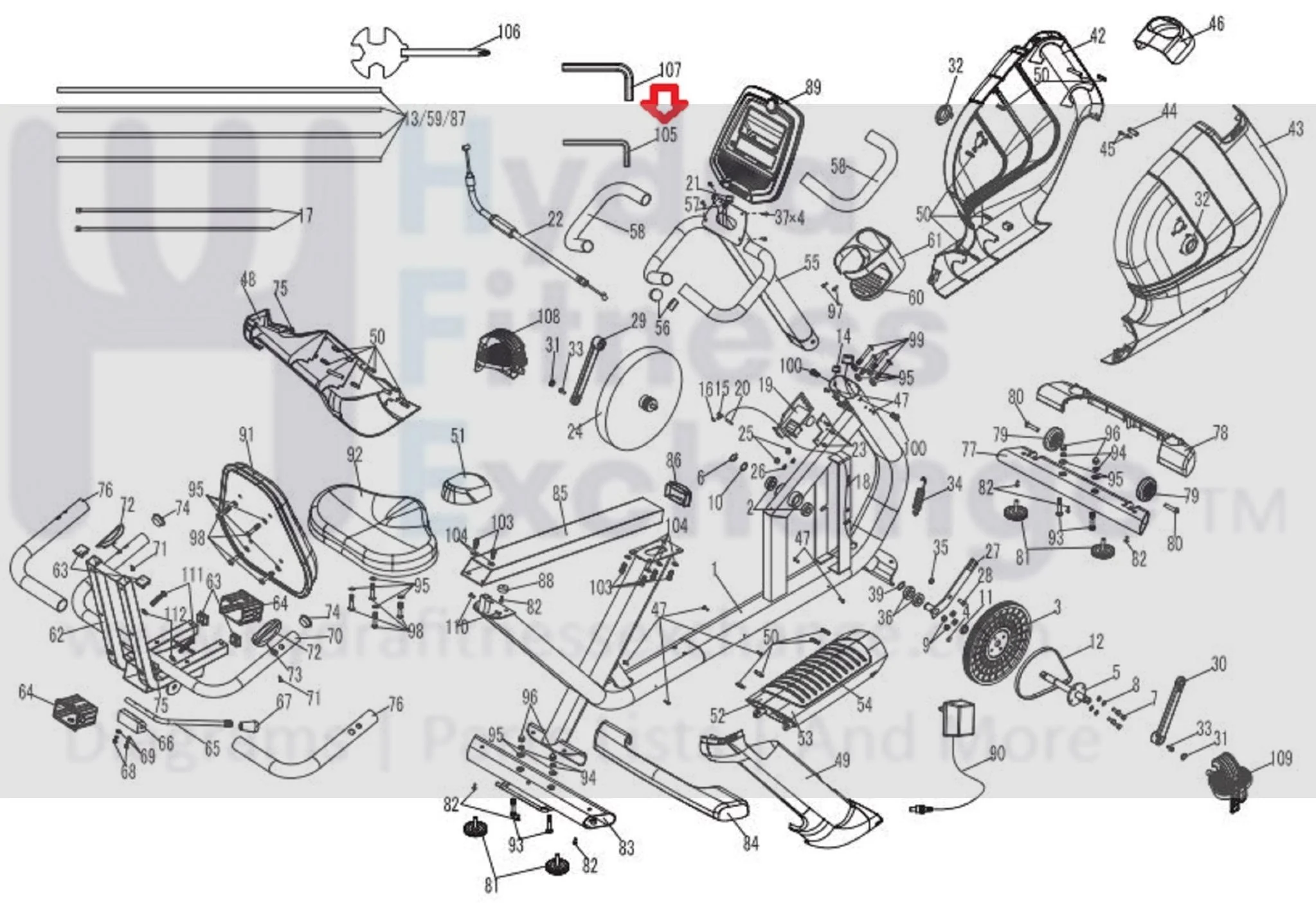 Horizon Fitness Comfort R - RB013 Stationary Bike Allen Wrench 1000324818 - Image 2