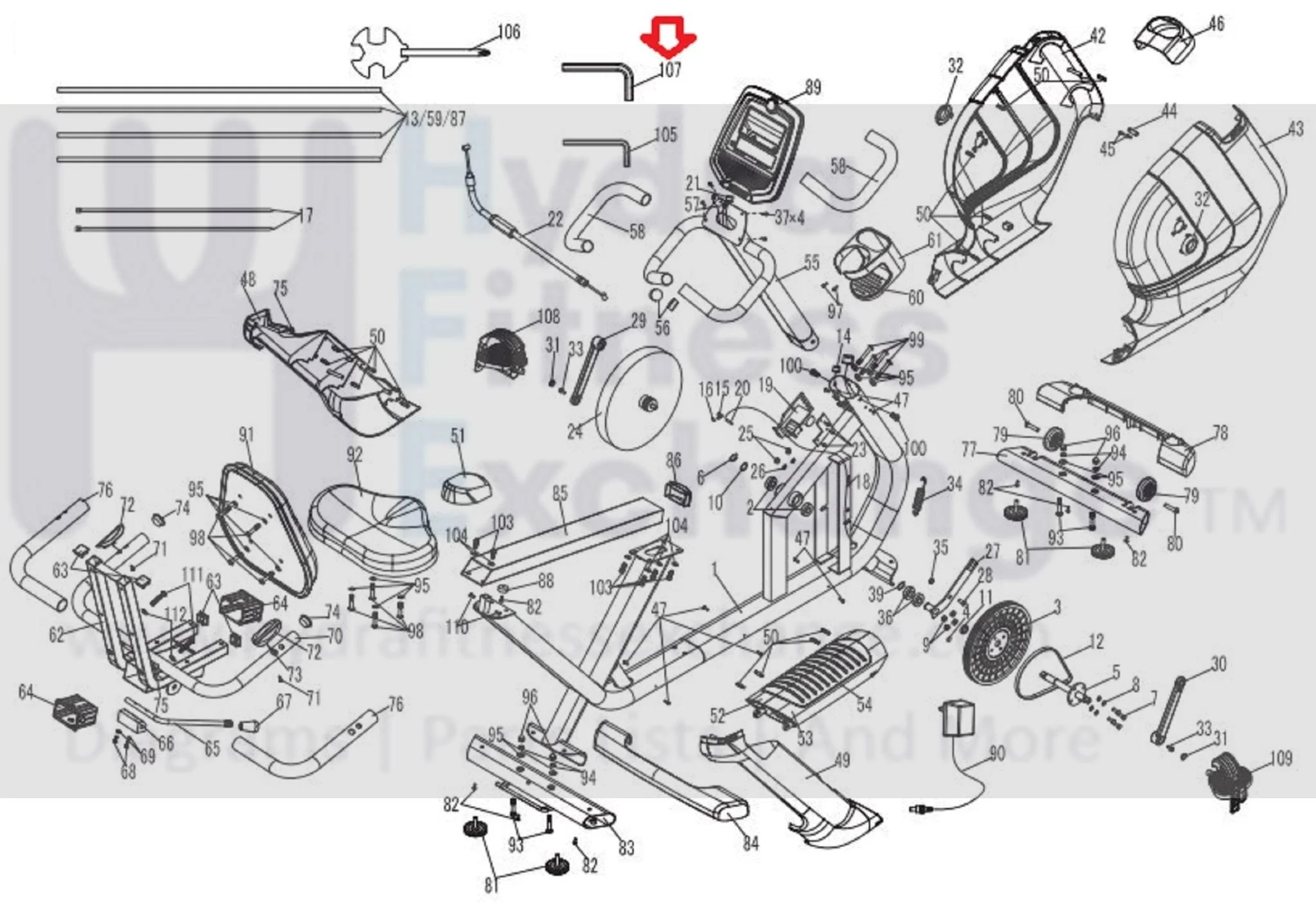 Horizon Fitness Comfort R - RB013 Stationary Bike Allen Wrench 1000324819 - Image 2