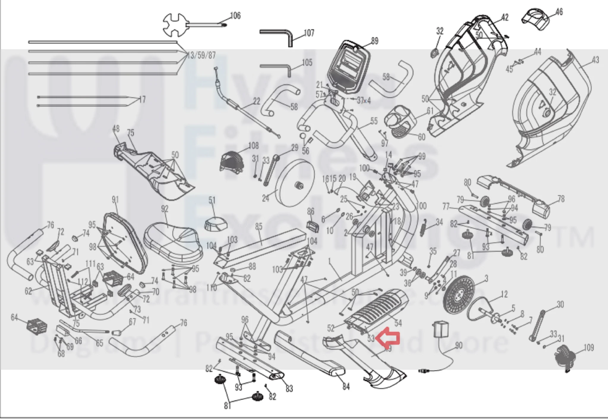 Horizon Fitness Comfort R - RB013 Stationary Bike Base Tube Right Cover 1000324739 - Image 2