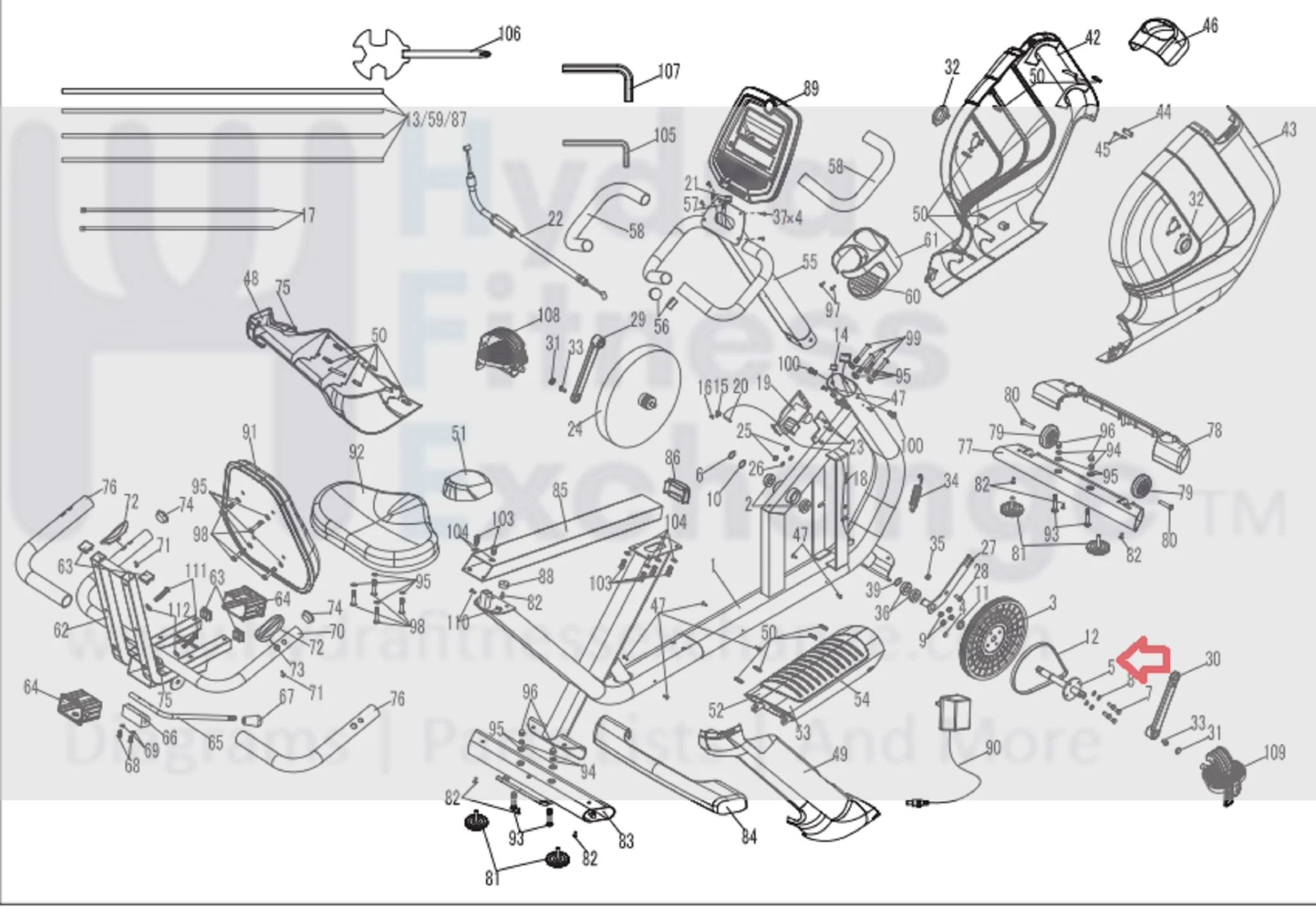 Horizon Fitness Comfort R - RB013 Stationary Bike Flywheel Transmission Shaft 1000328935 - Image 2
