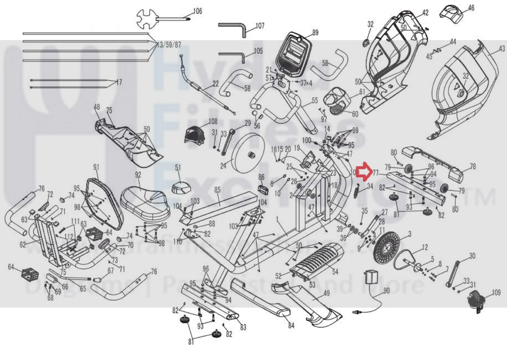 Horizon Fitness Comfort R - RB013 Stationary Bike Front Stabilizer Assembly 1000324762 - Image 2